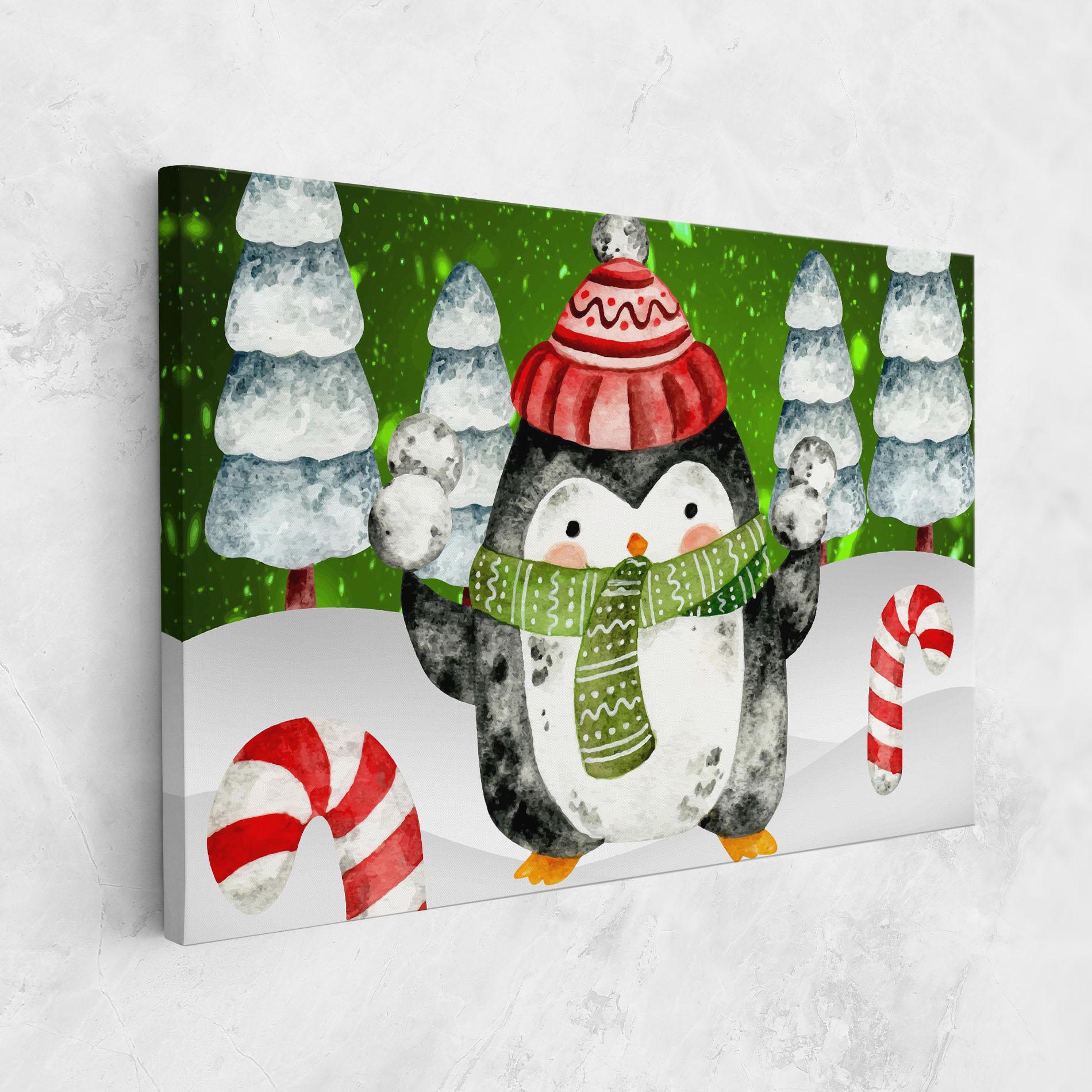 Картина на платно Green Pinguin mockup 1