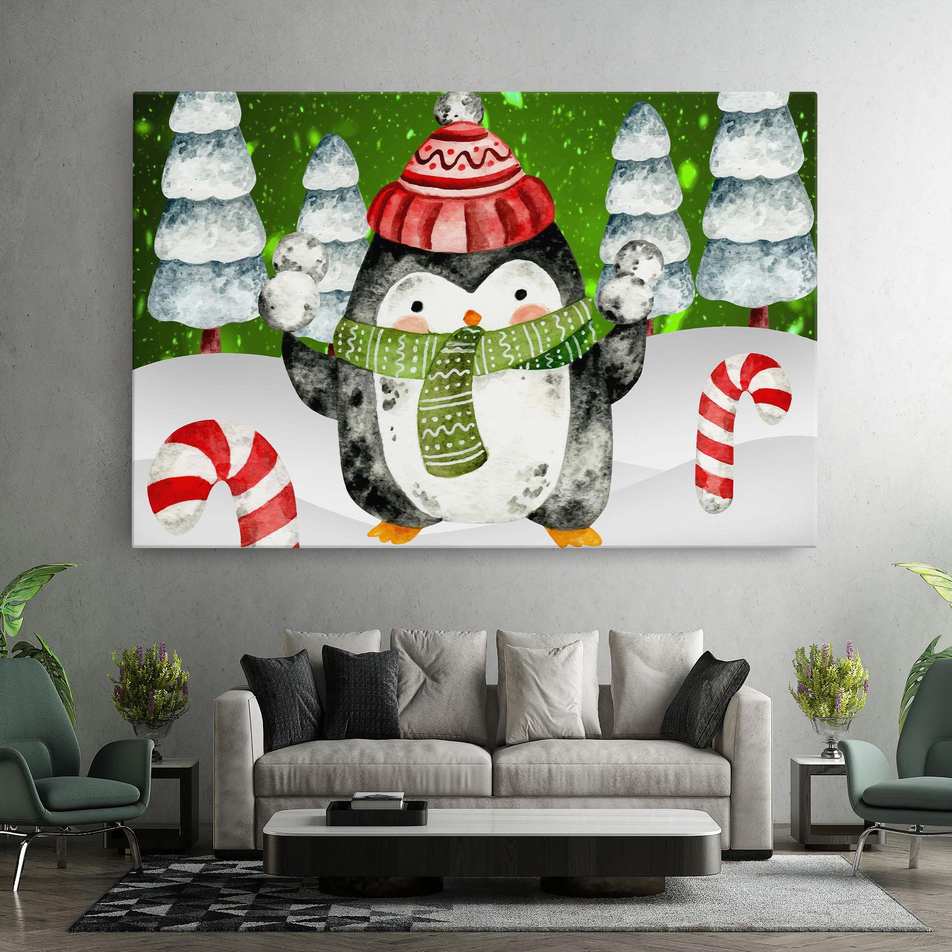Картина на платно Green Pinguin mockup 7