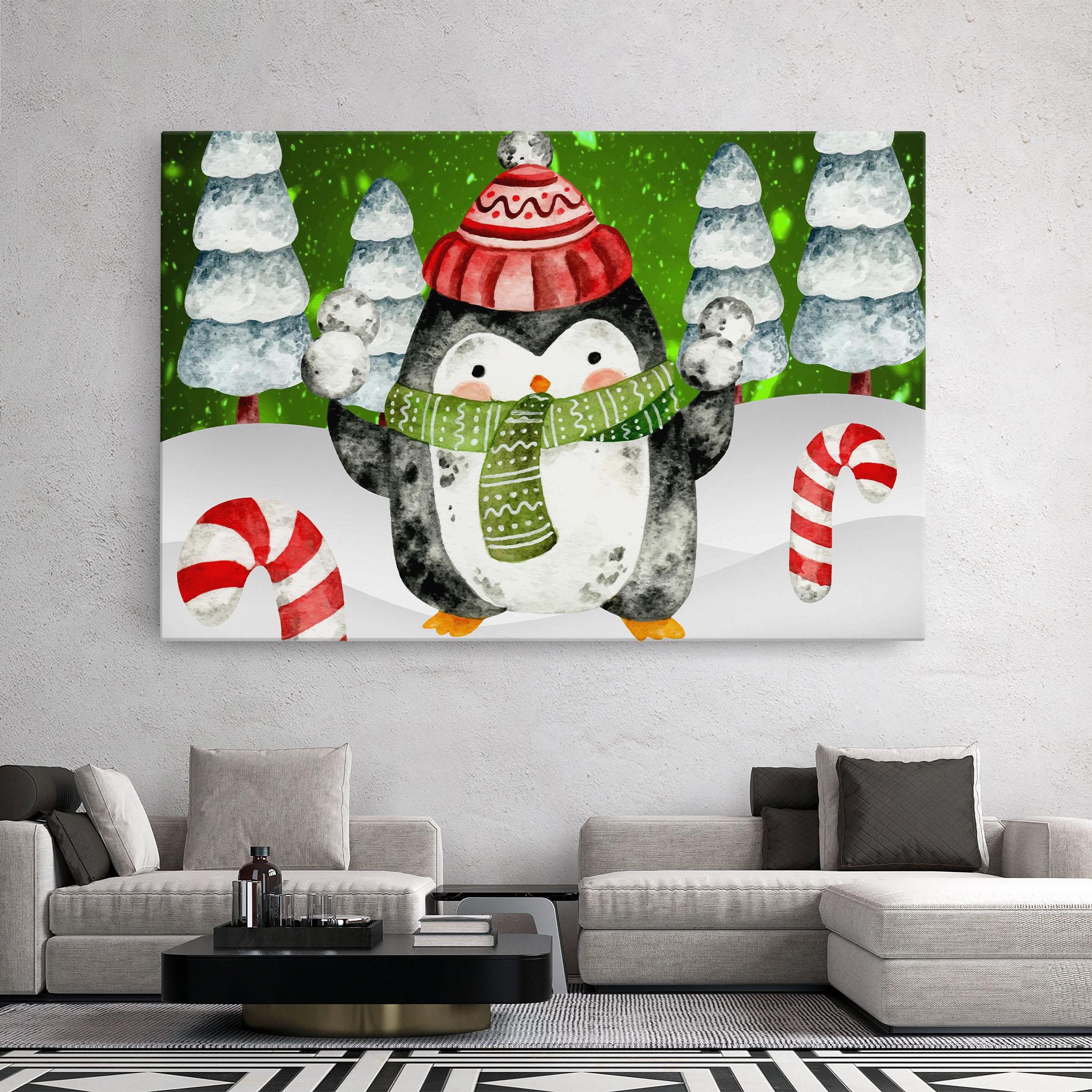 Картина на платно Green Pinguin mockup 2