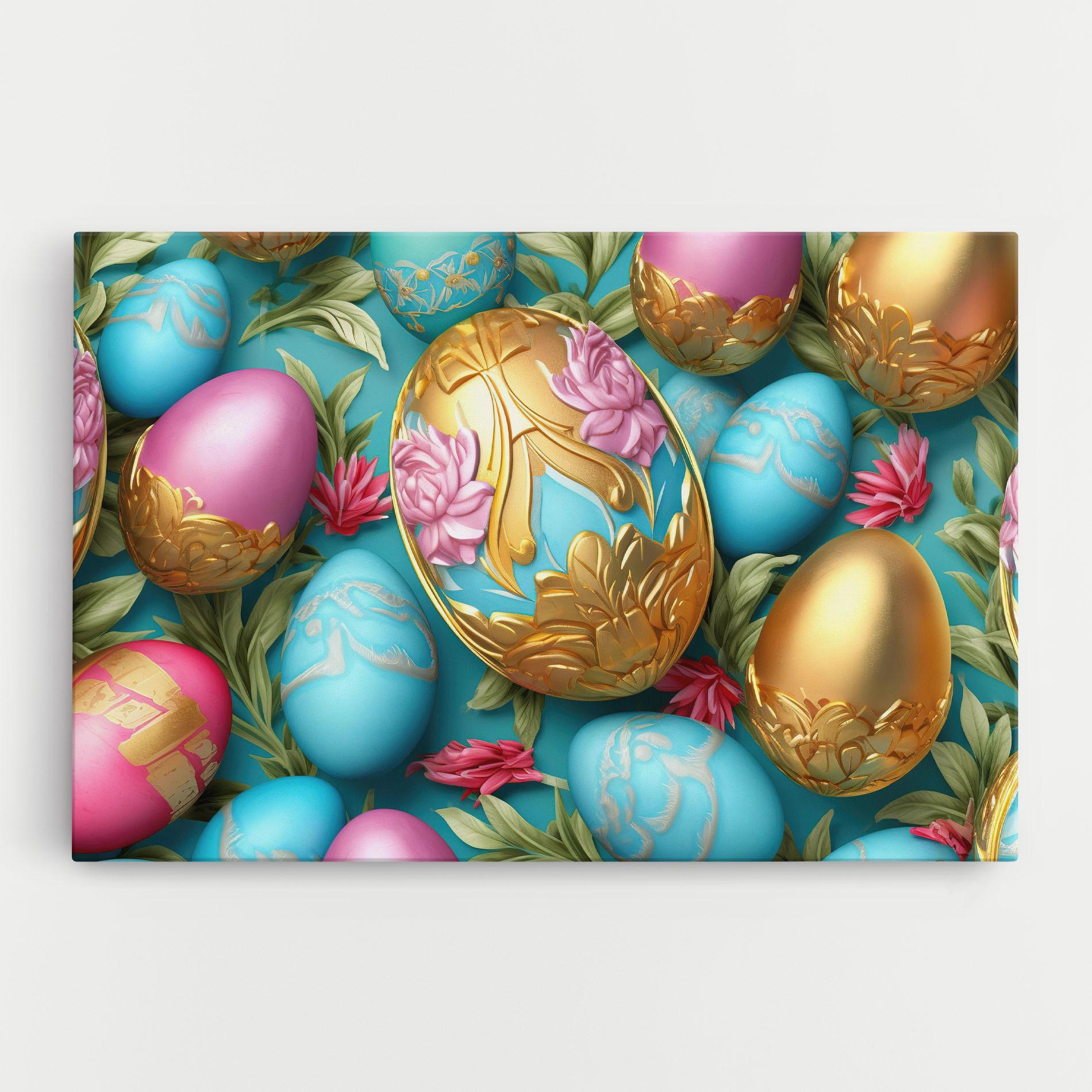 Картина на платно Blue Pink Easter Egs mockup 0