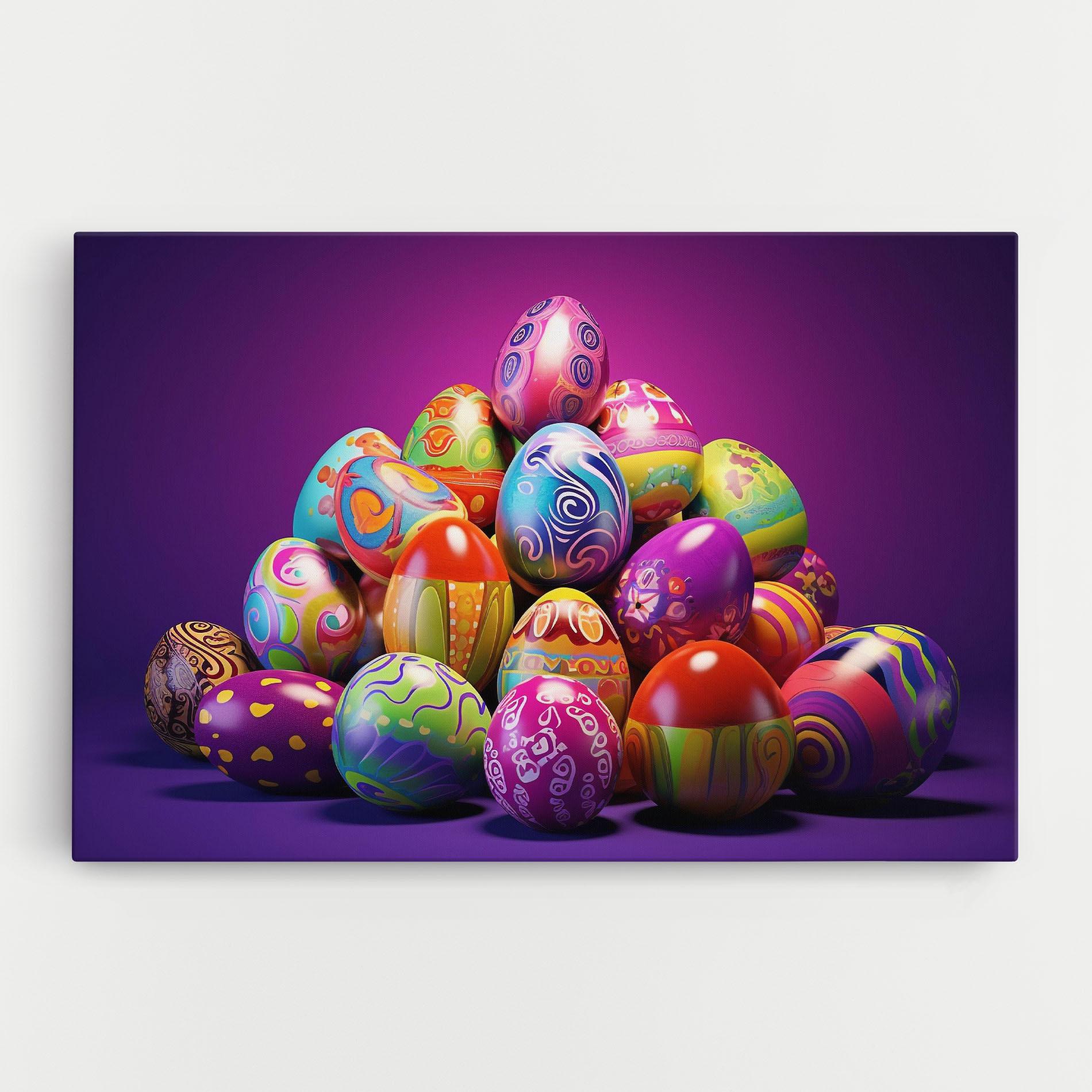Картина на платно Pile Colorful Eggs mockup 0