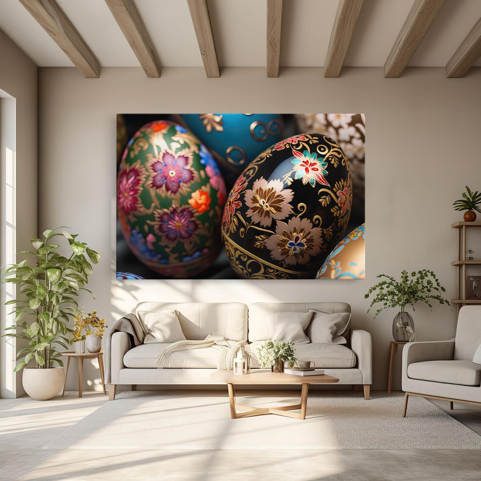 Картина на платно Close Up Painted Eggs mockup 6