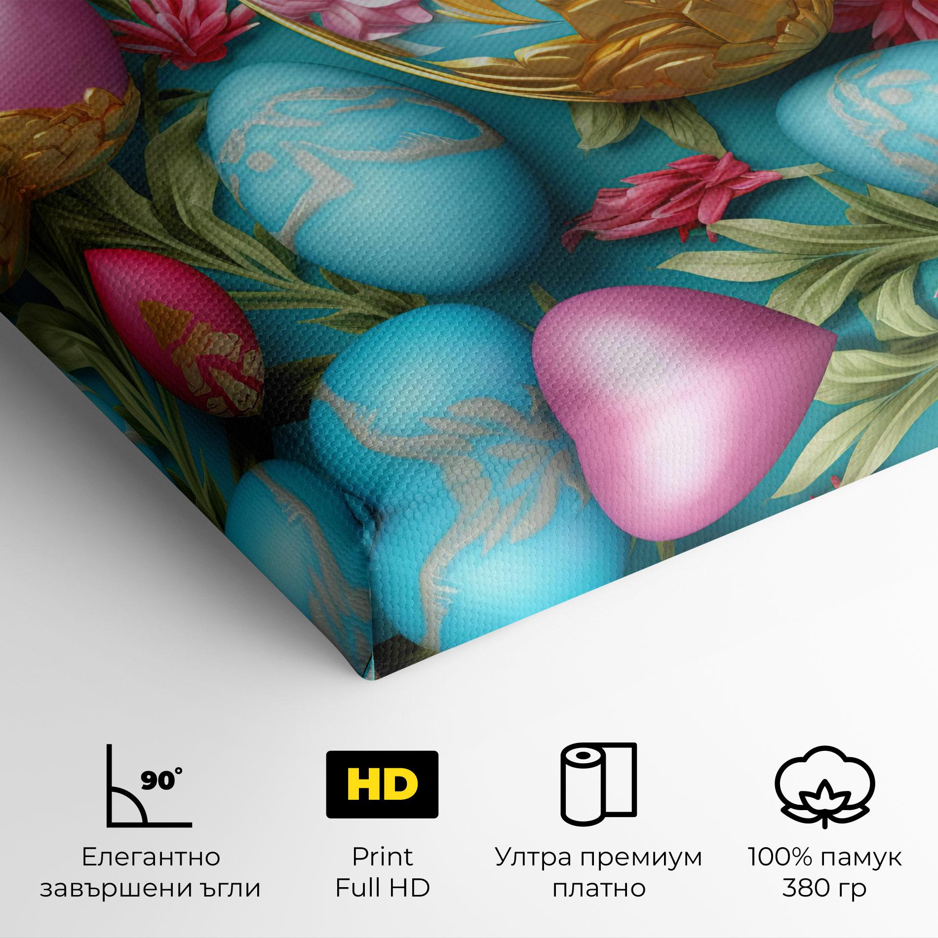 Картина на платно Blue Pink Easter Egs mockup 4