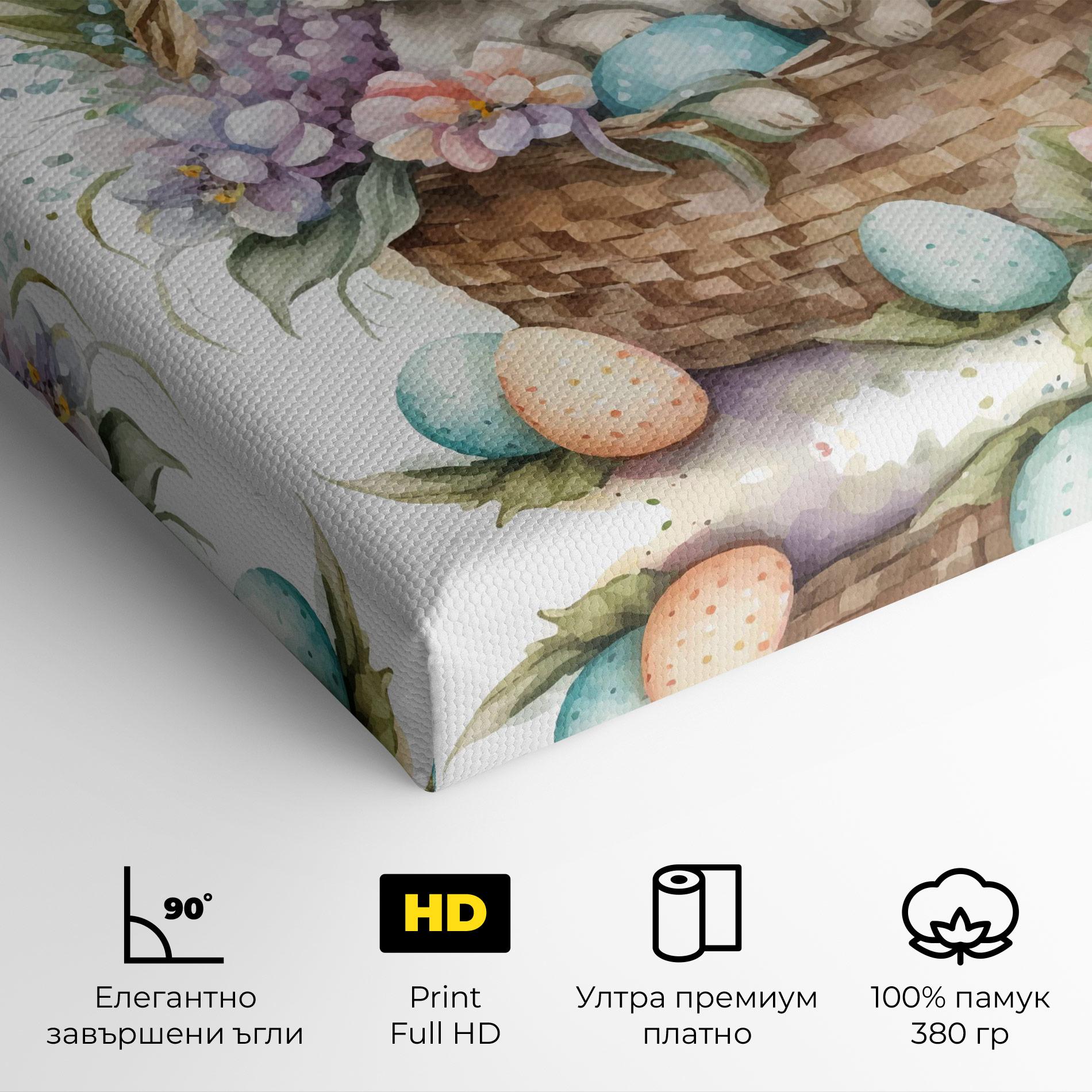 Картина на платно Cute Bunny In Basket mockup 4