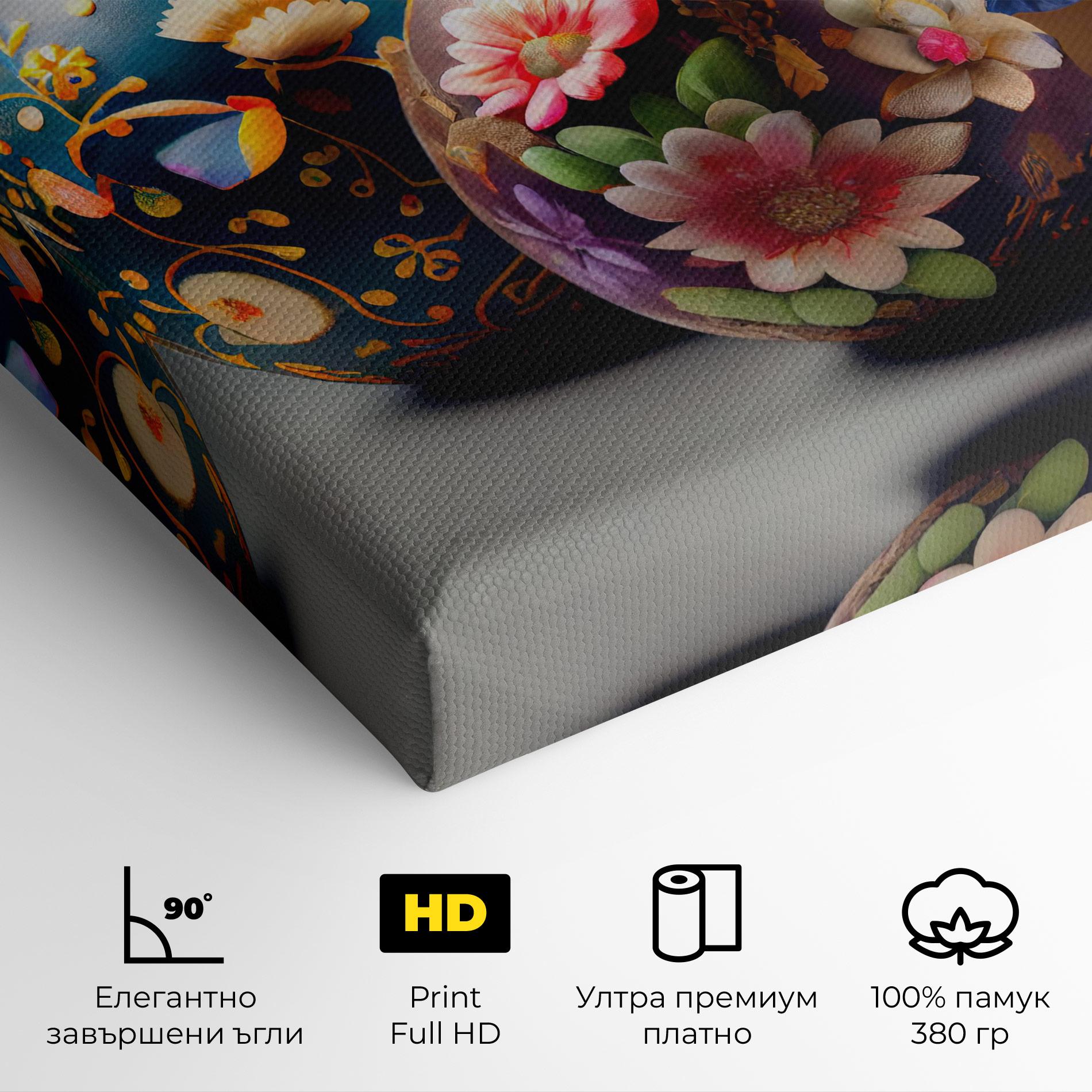 Картина на платно Easter Egs Flowers mockup 4