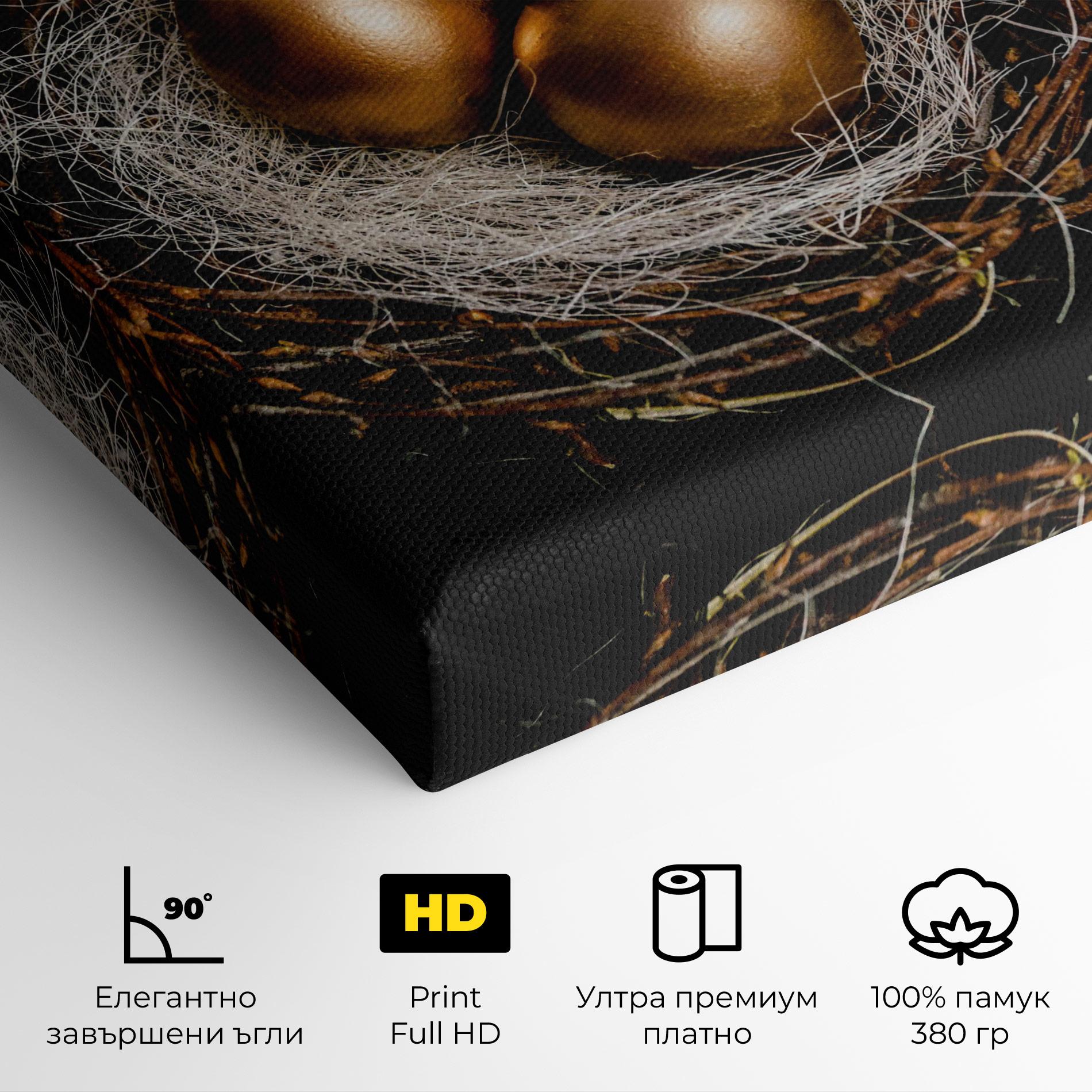 Картина на платно Pretty Golden Easter Eggs mockup 4