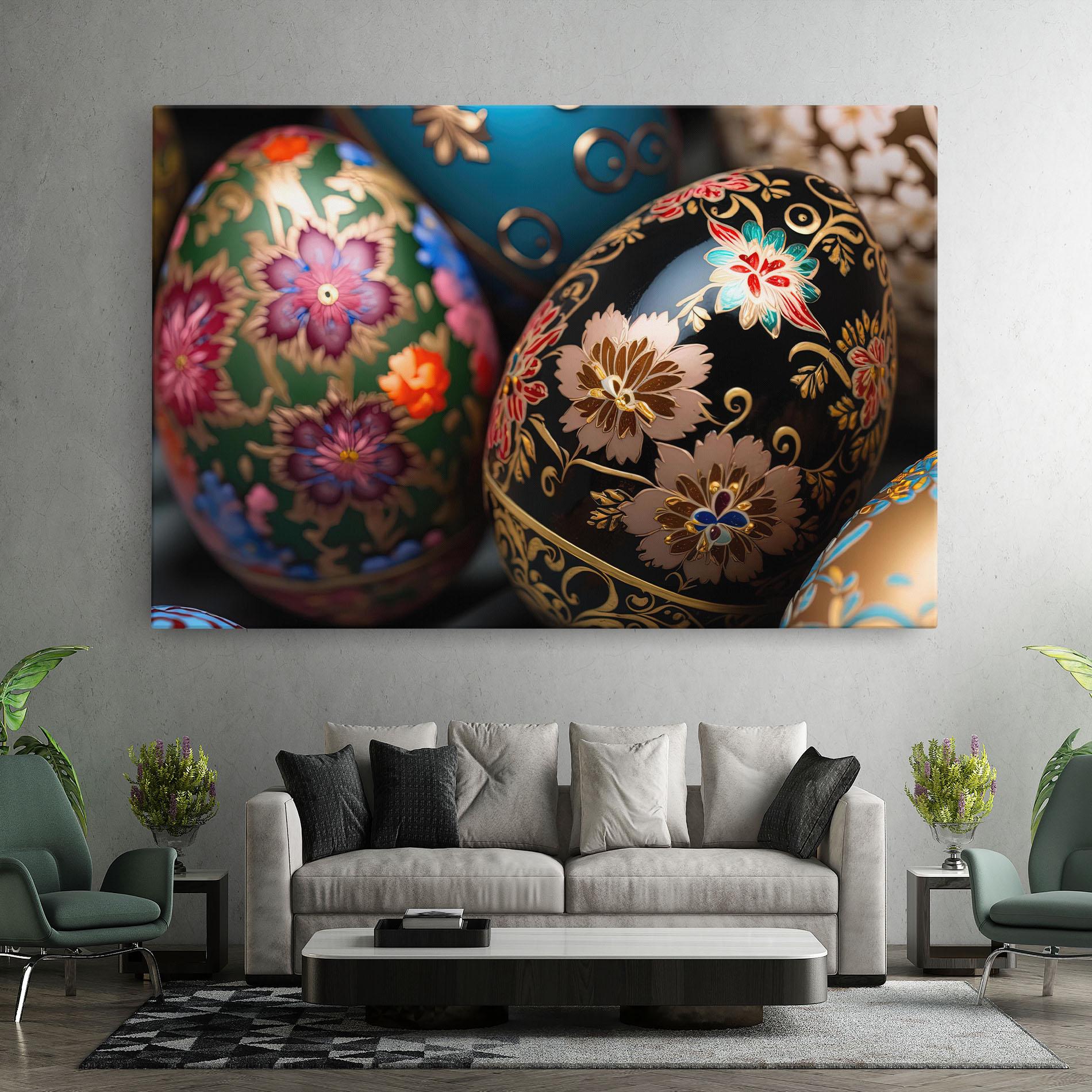 Картина на платно Close Up Painted Eggs mockup 7