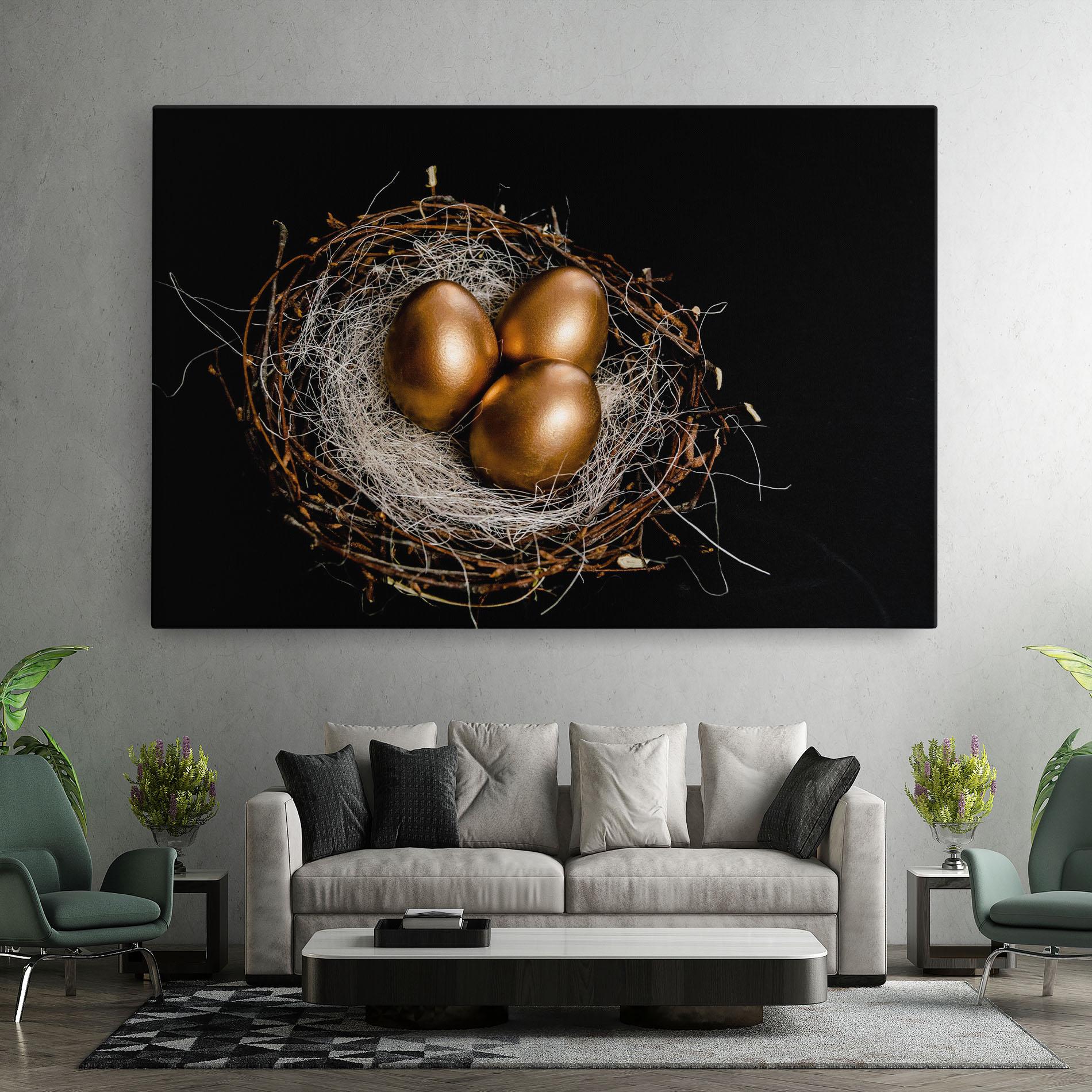 Картина на платно Pretty Golden Easter Eggs mockup 7