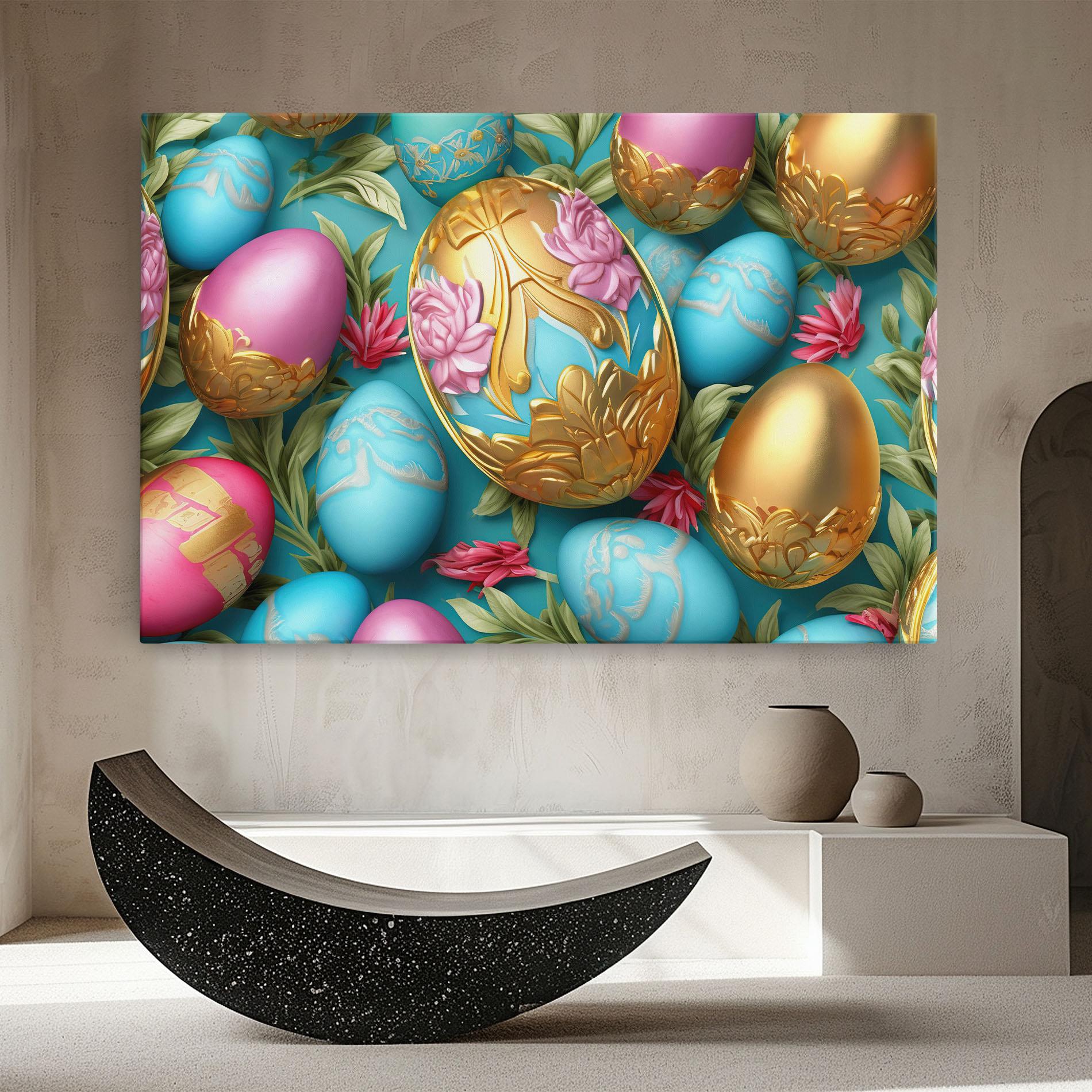 Картина на платно Blue Pink Easter Egs mockup 8