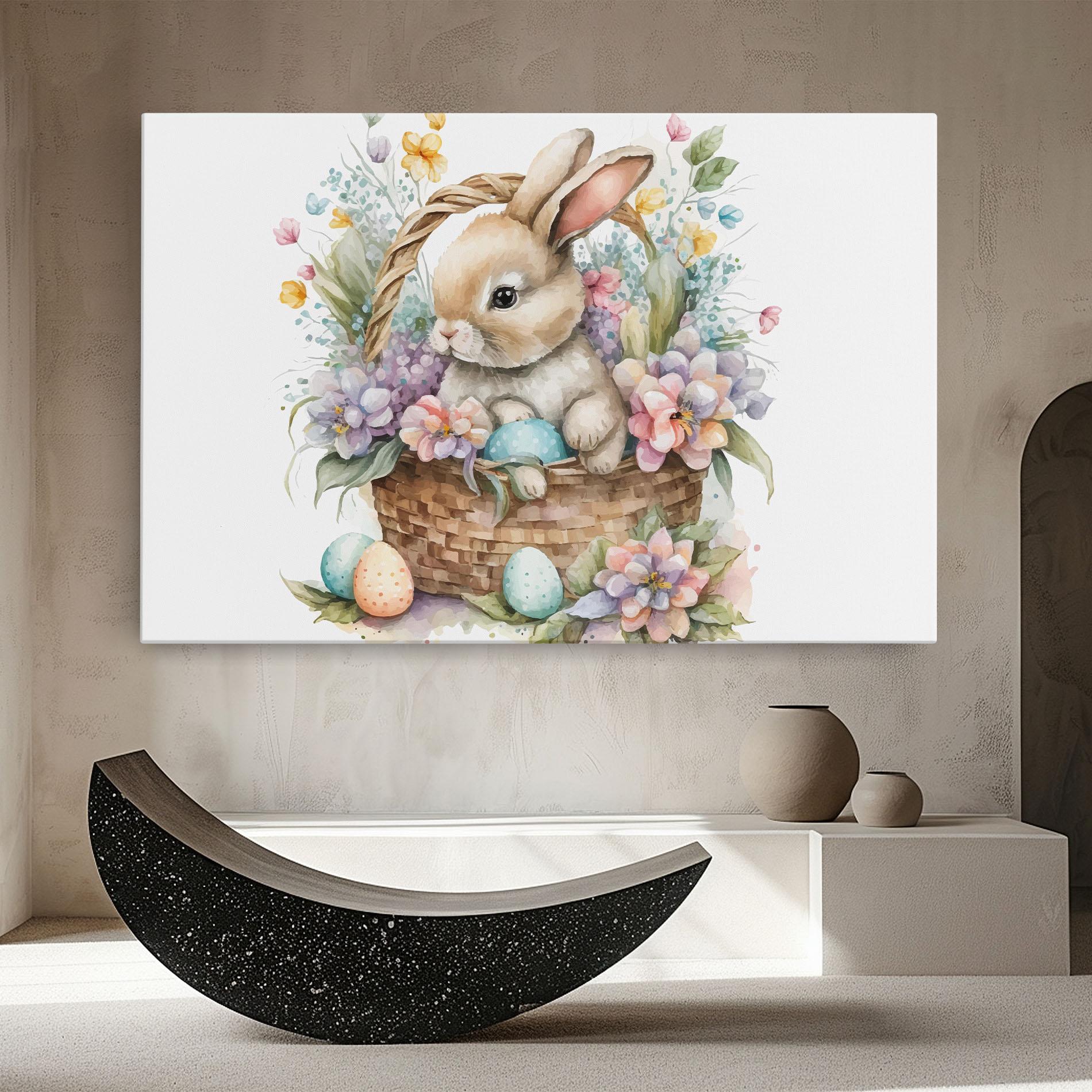 Картина на платно Cute Bunny In Basket mockup 8