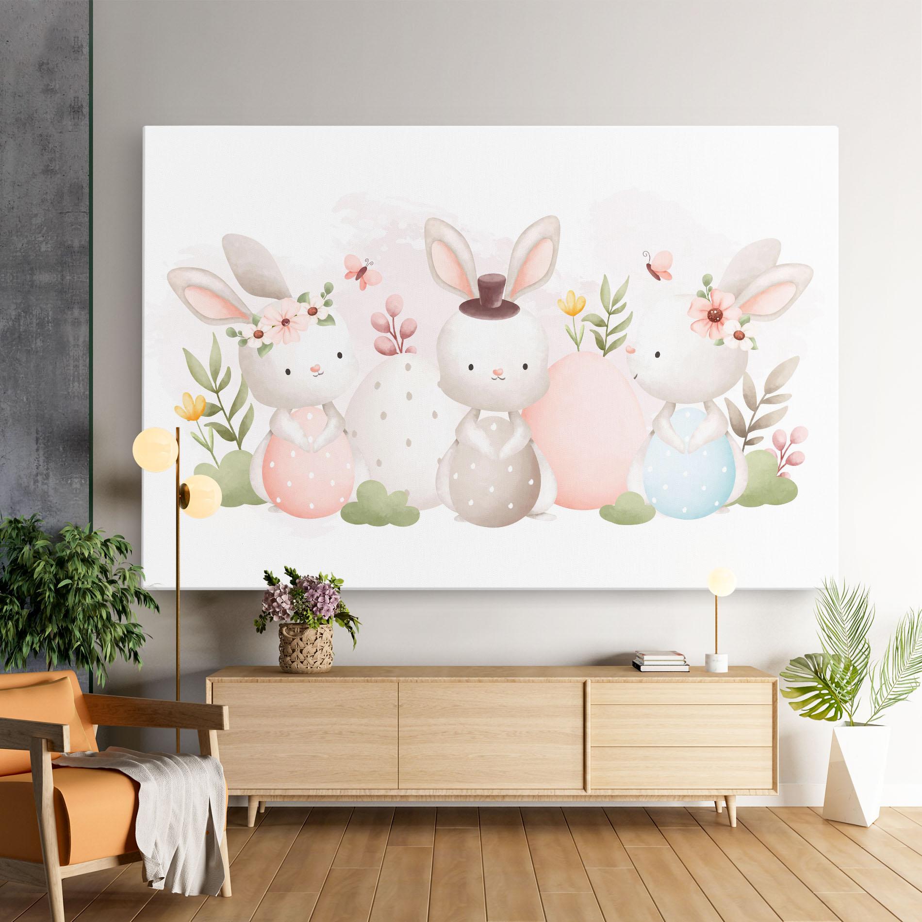 Картина на платно Bunny With Hat mockup 9
