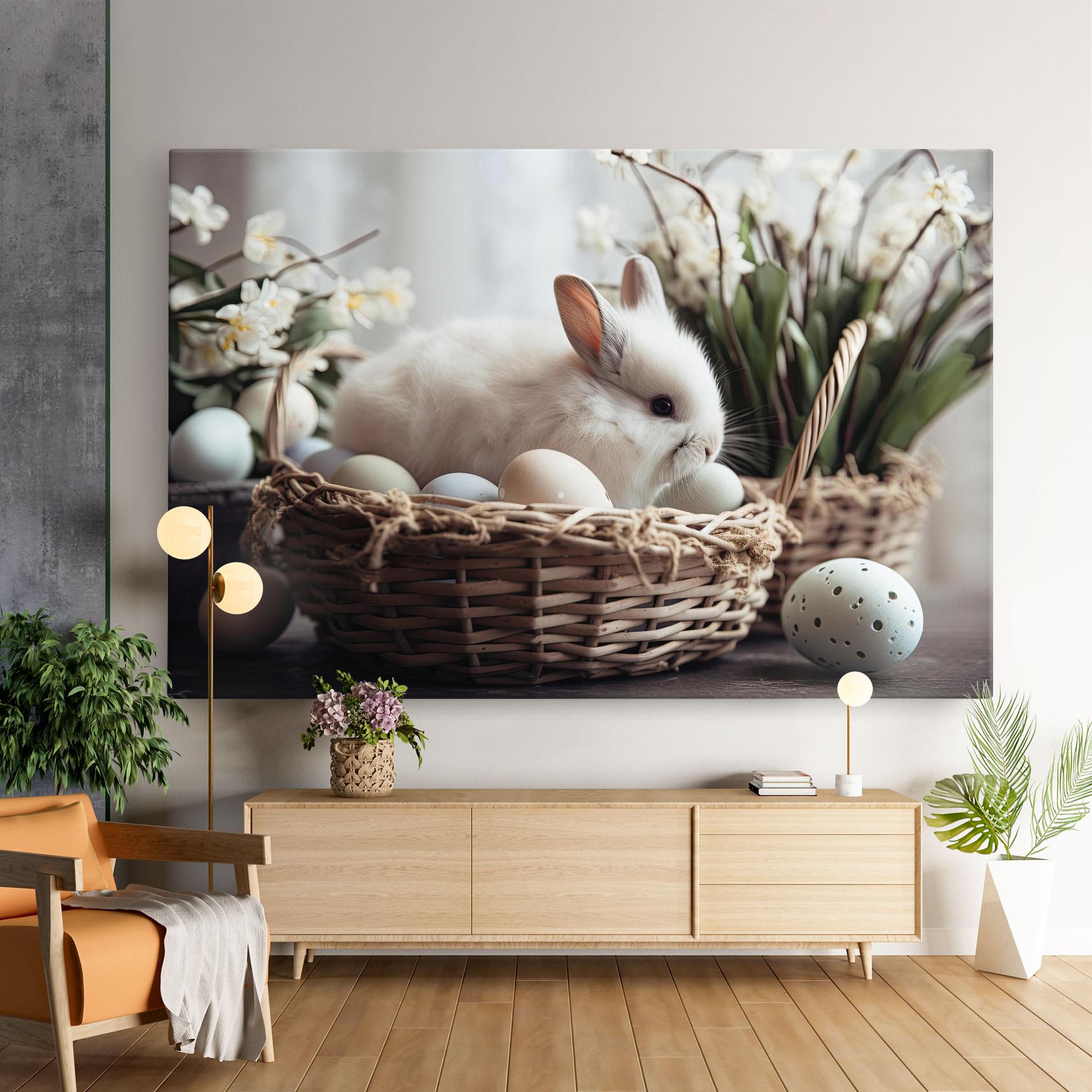 Картина на платно Cute White Easter Eggs mockup 9