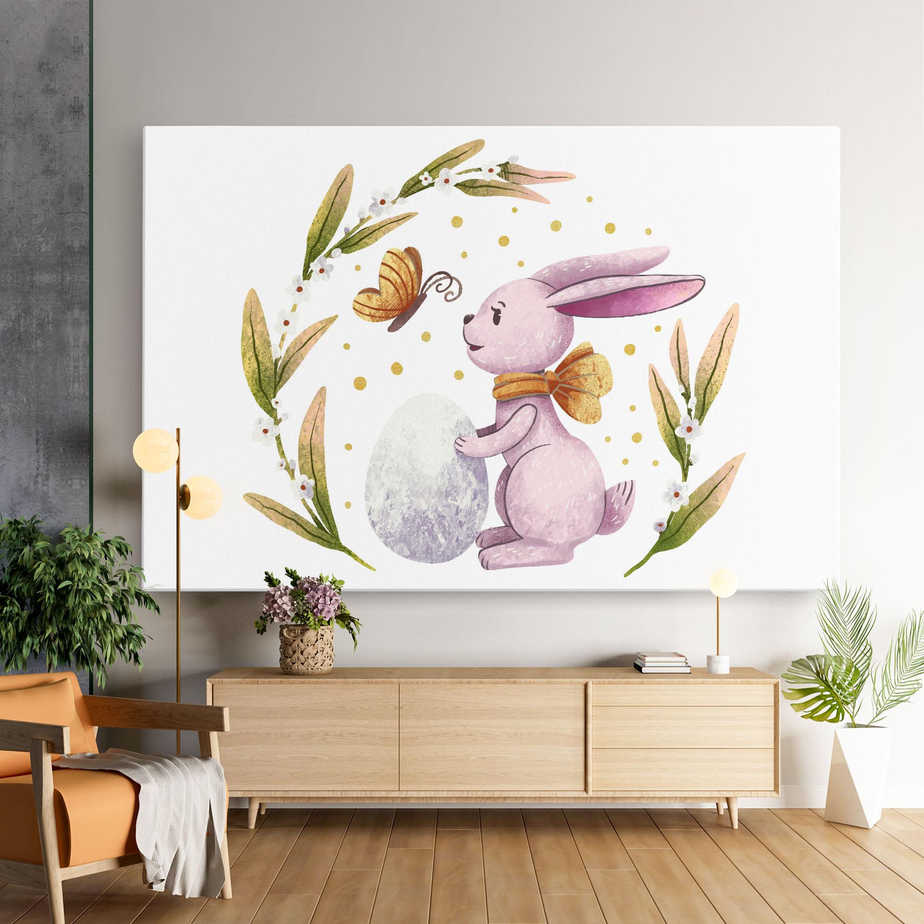 Картина на платно Easter Pink Bunny mockup 9