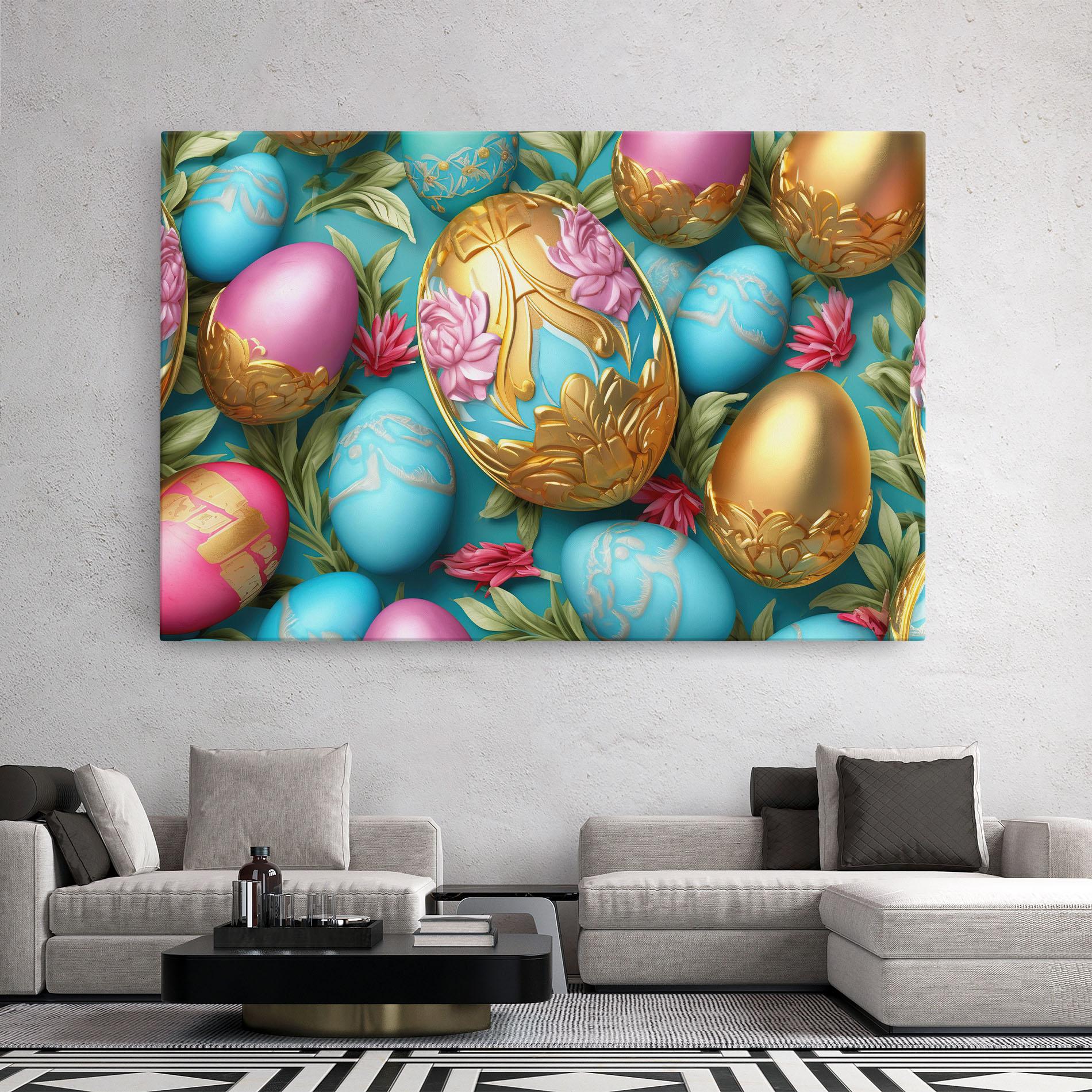 Картина на платно Blue Pink Easter Egs mockup 2