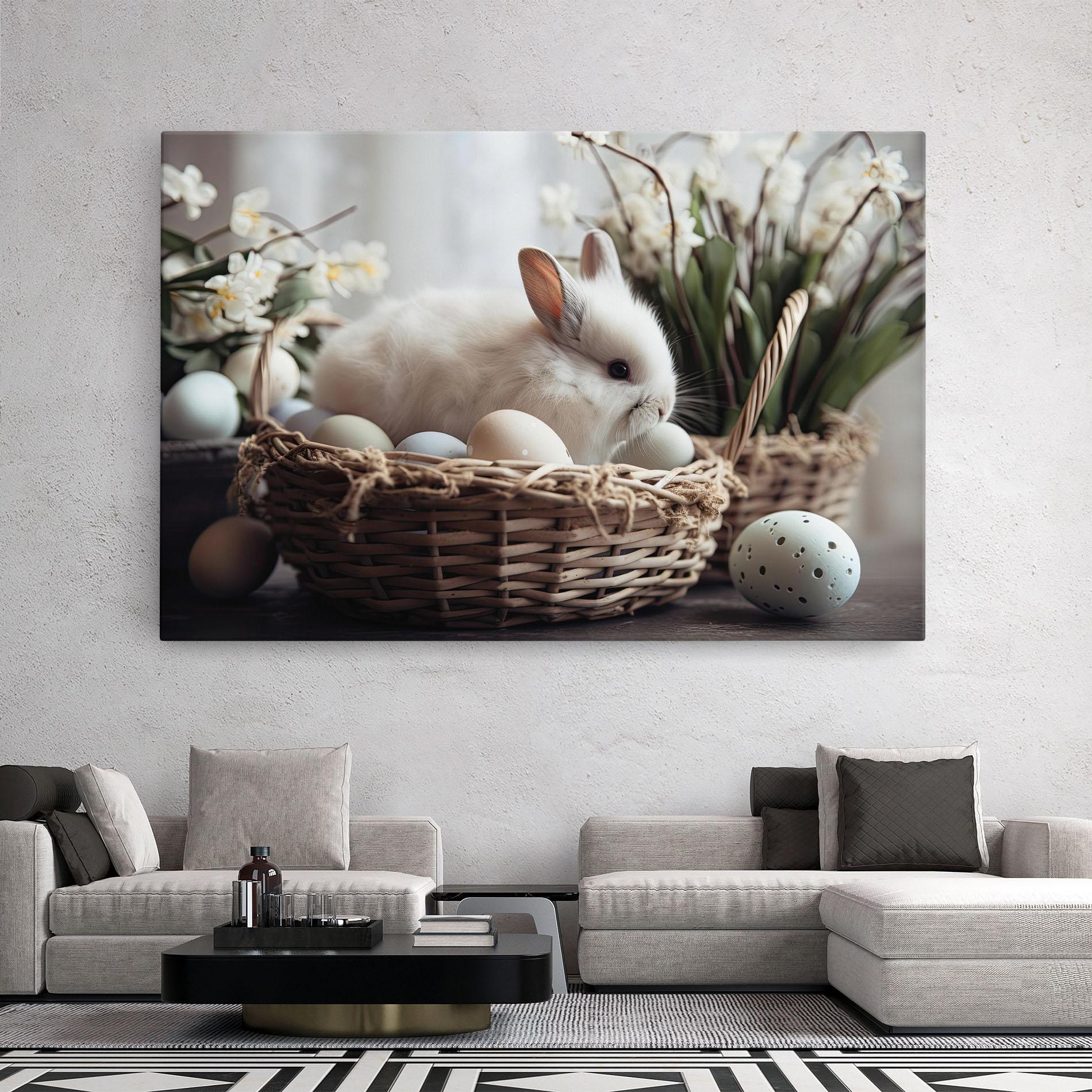 Картина на платно Cute White Easter Eggs mockup 2