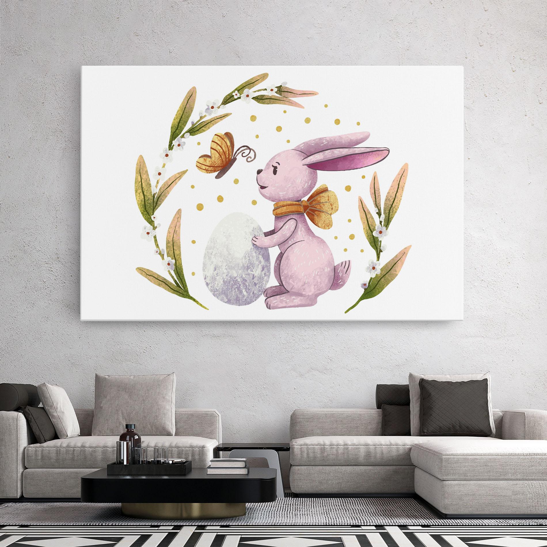 Картина на платно Easter Pink Bunny mockup 2