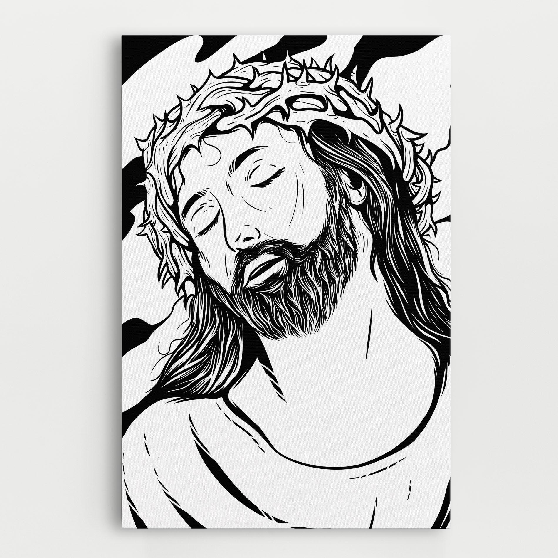 Картина на платно Black White Jesus mockup 0