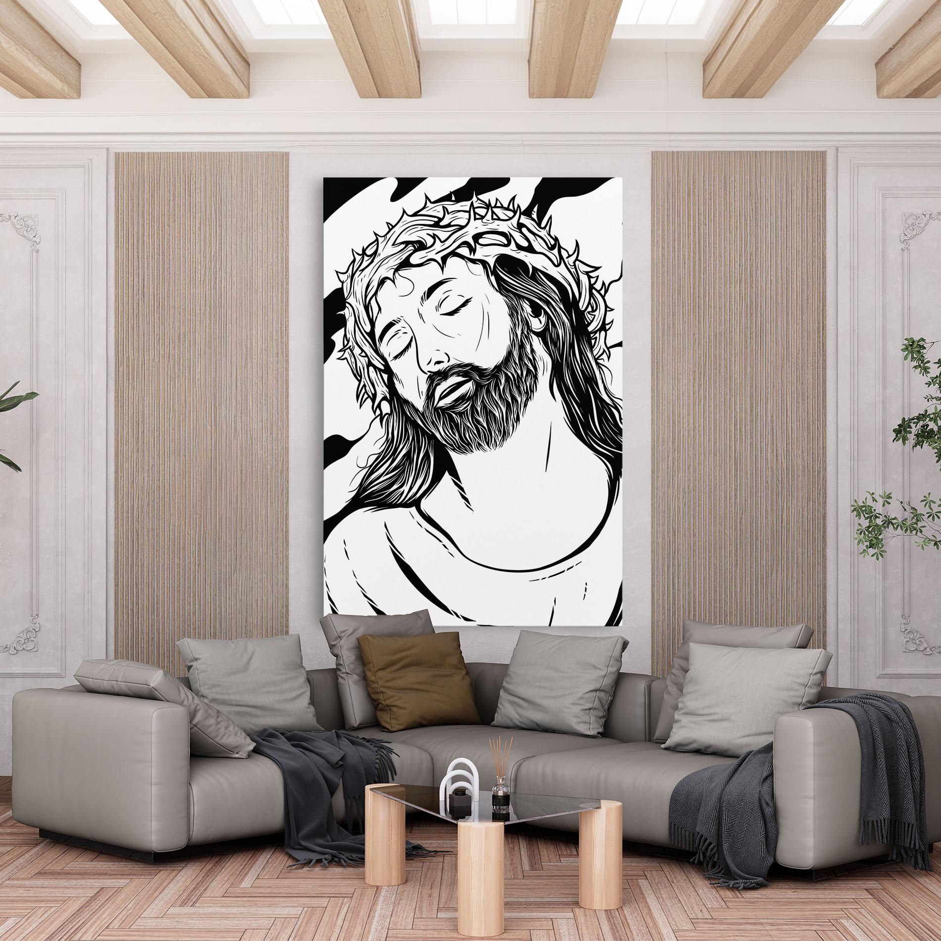 Картина на платно Black White Jesus mockup 6
