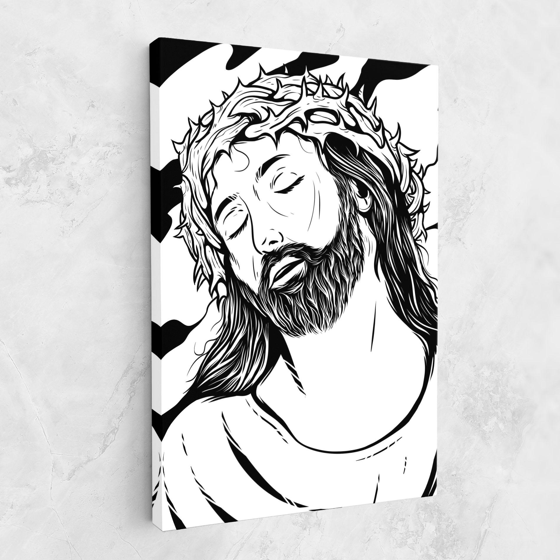 Картина на платно Black White Jesus mockup 1