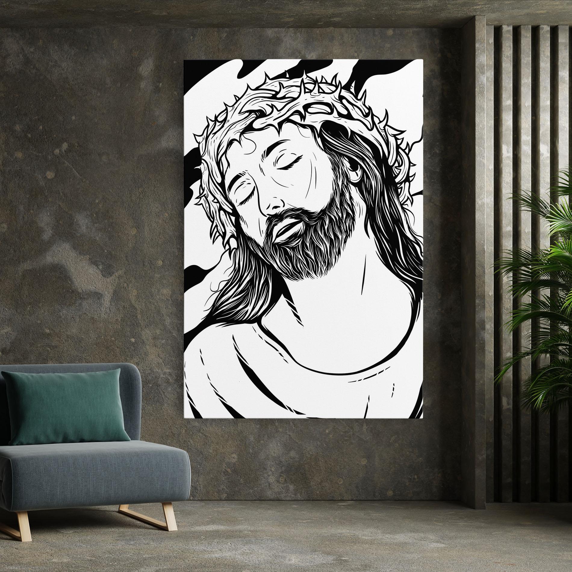 Картина на платно Black White Jesus mockup 7