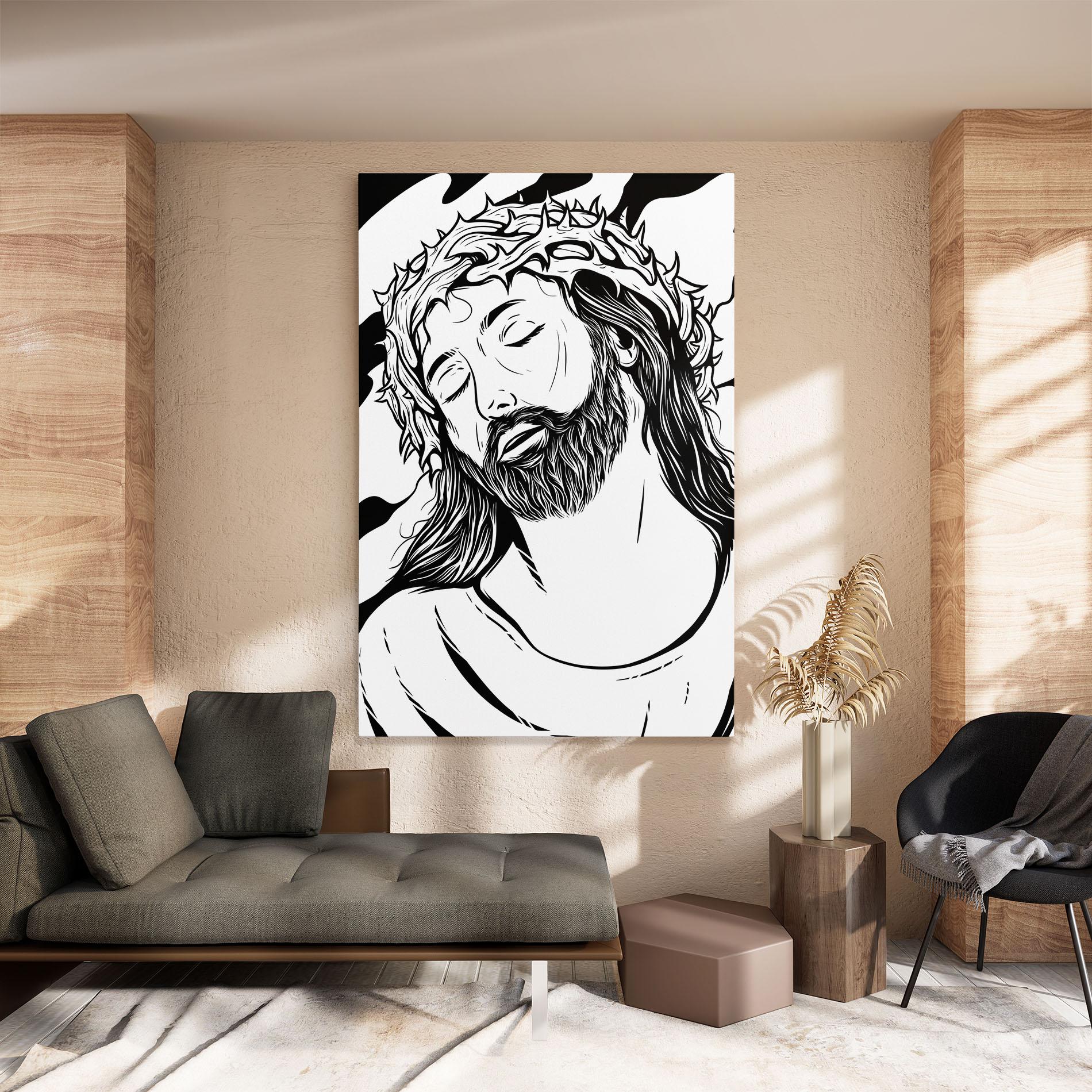 Картина на платно Black White Jesus mockup 8