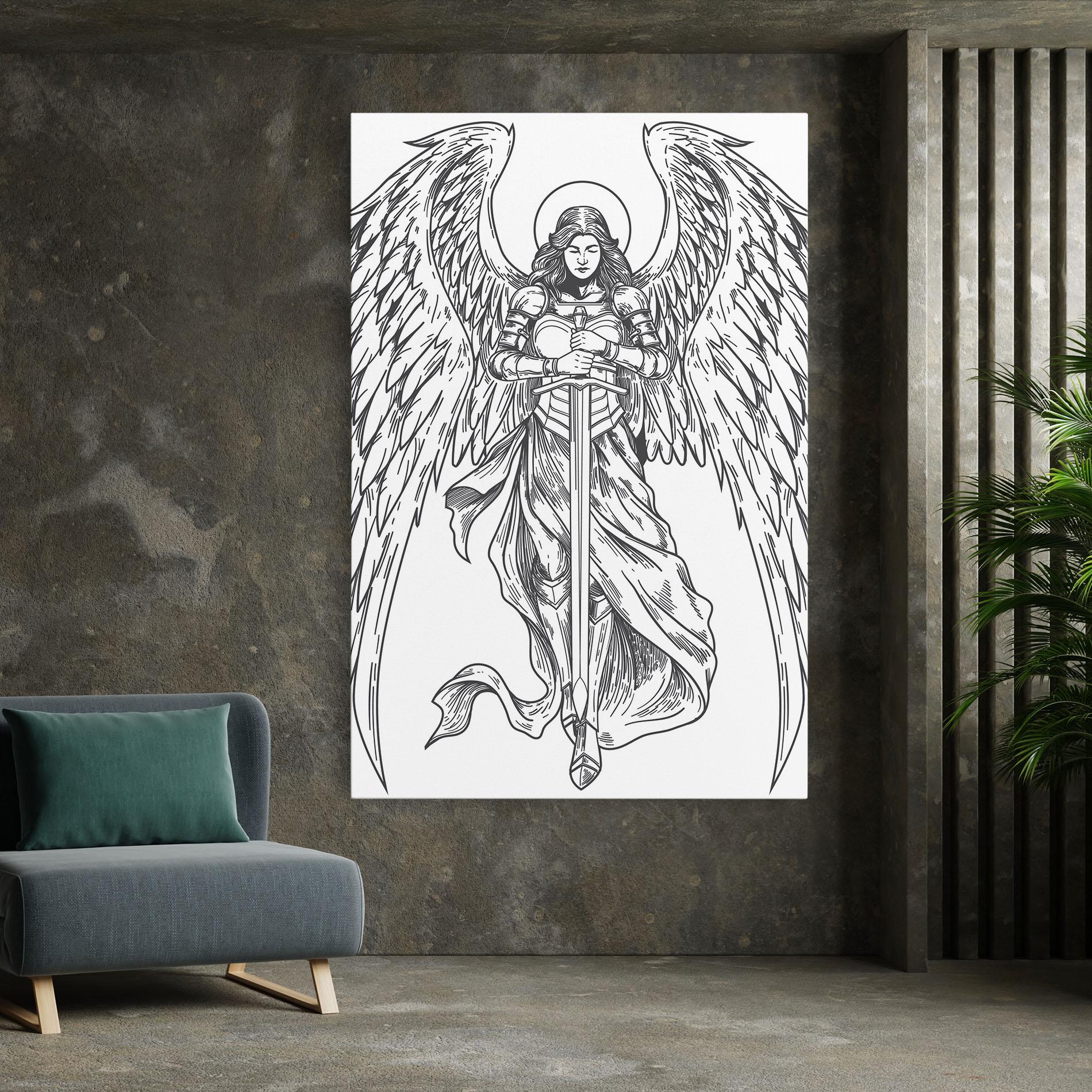 Картина на платно Grey Line Angel mockup 7
