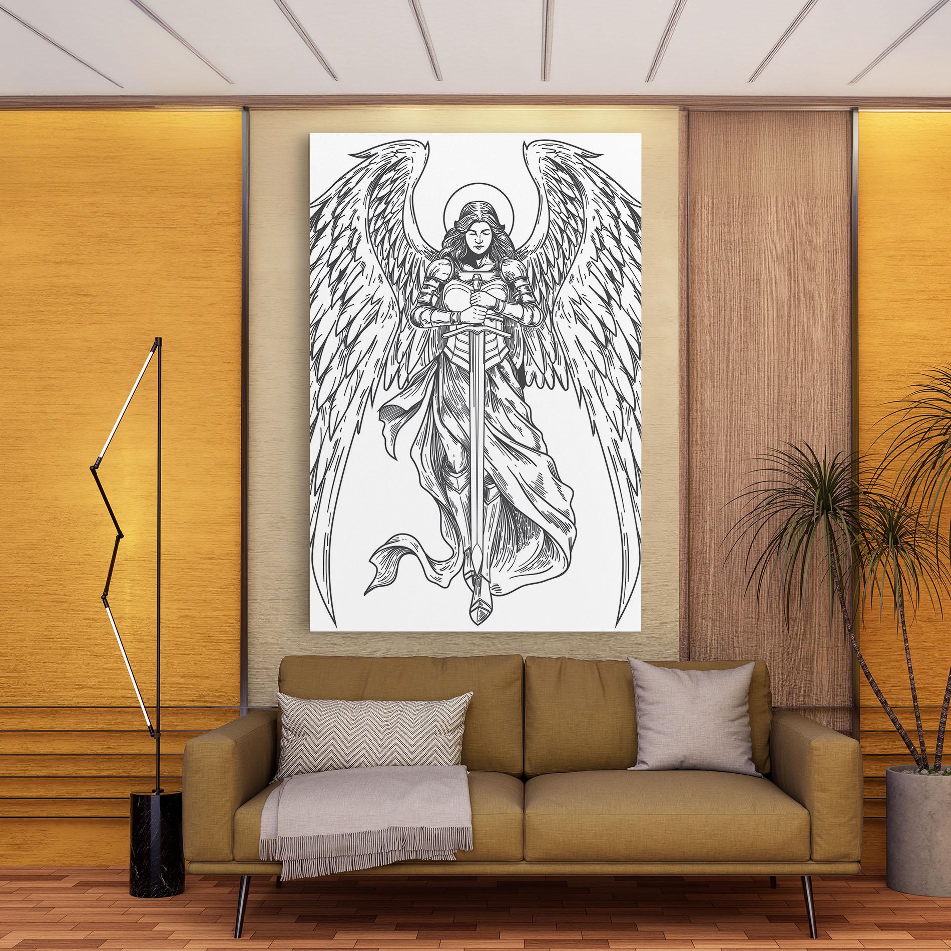Картина на платно Grey Line Angel mockup 9