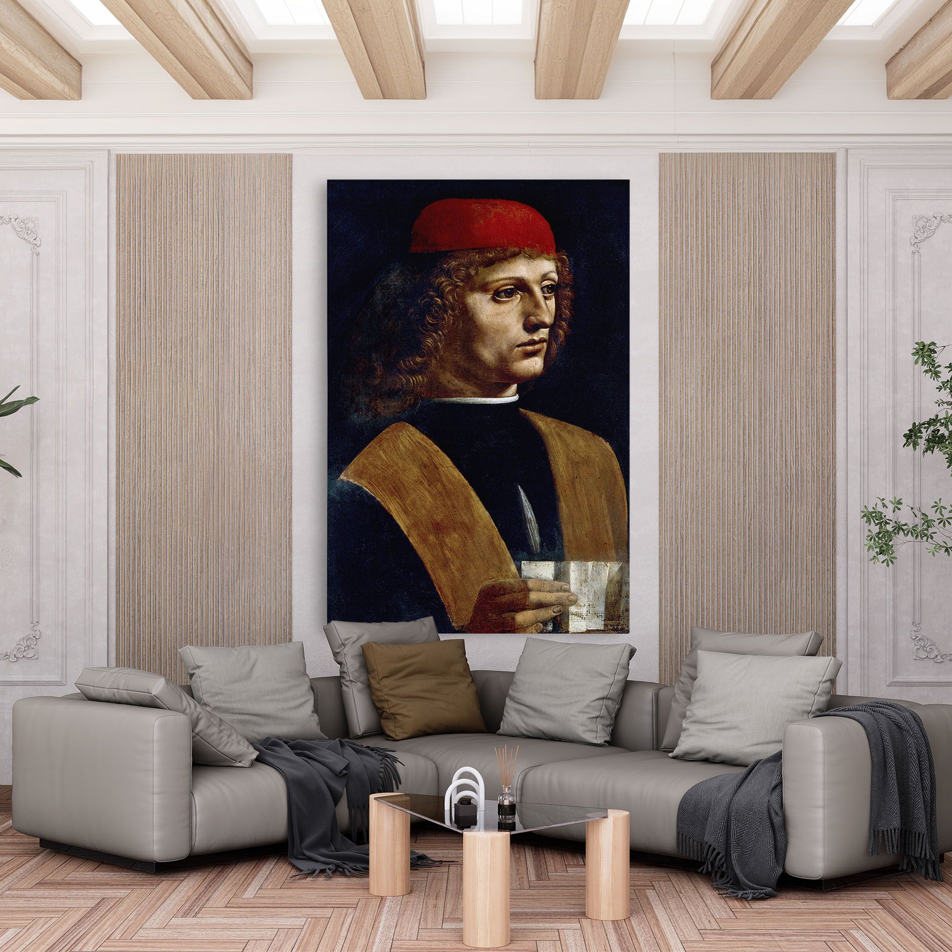 Leonardo Da Vinci's The Portrait Of A Musician mockup 6