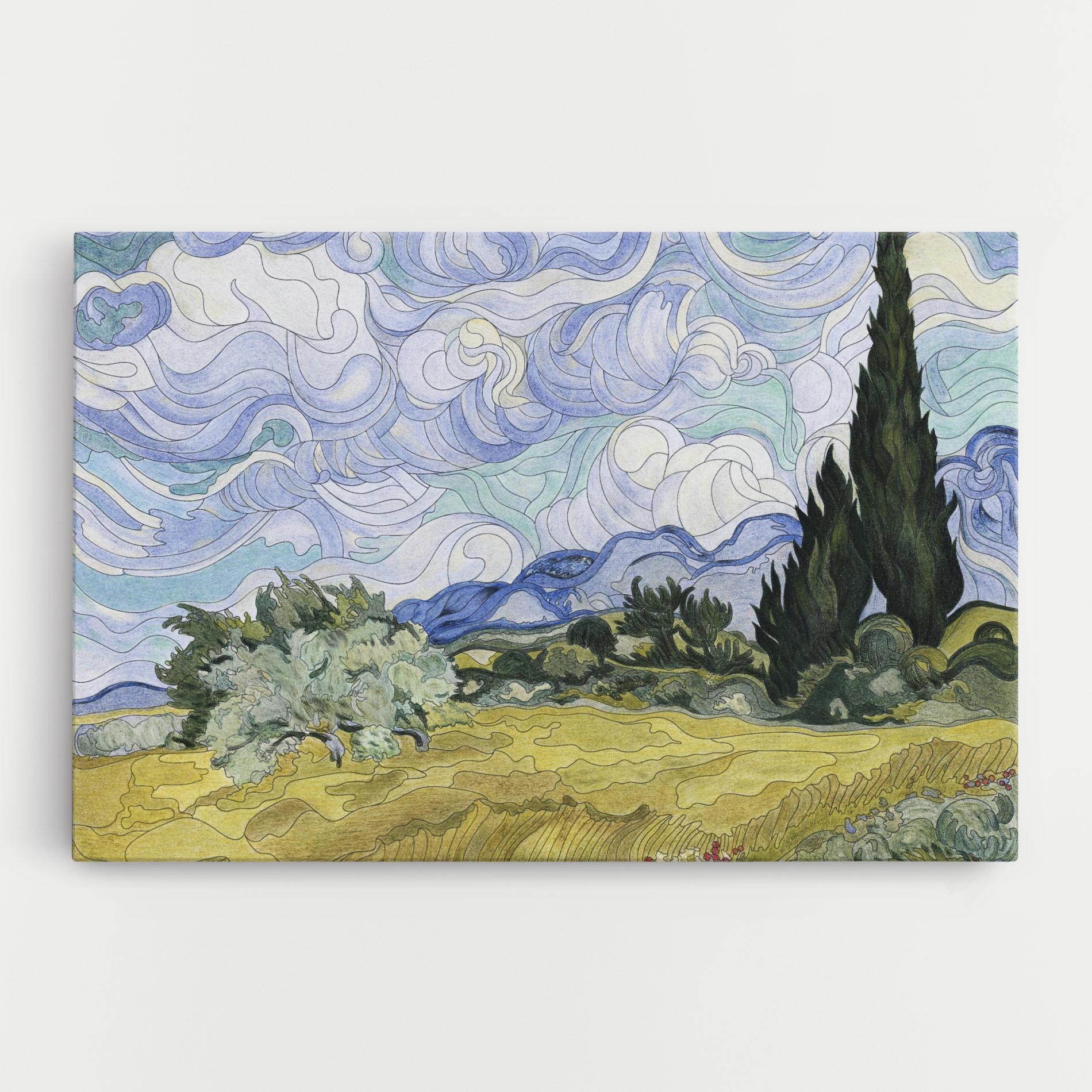 Картина на платно Wheat Field Cypresses mockup 0