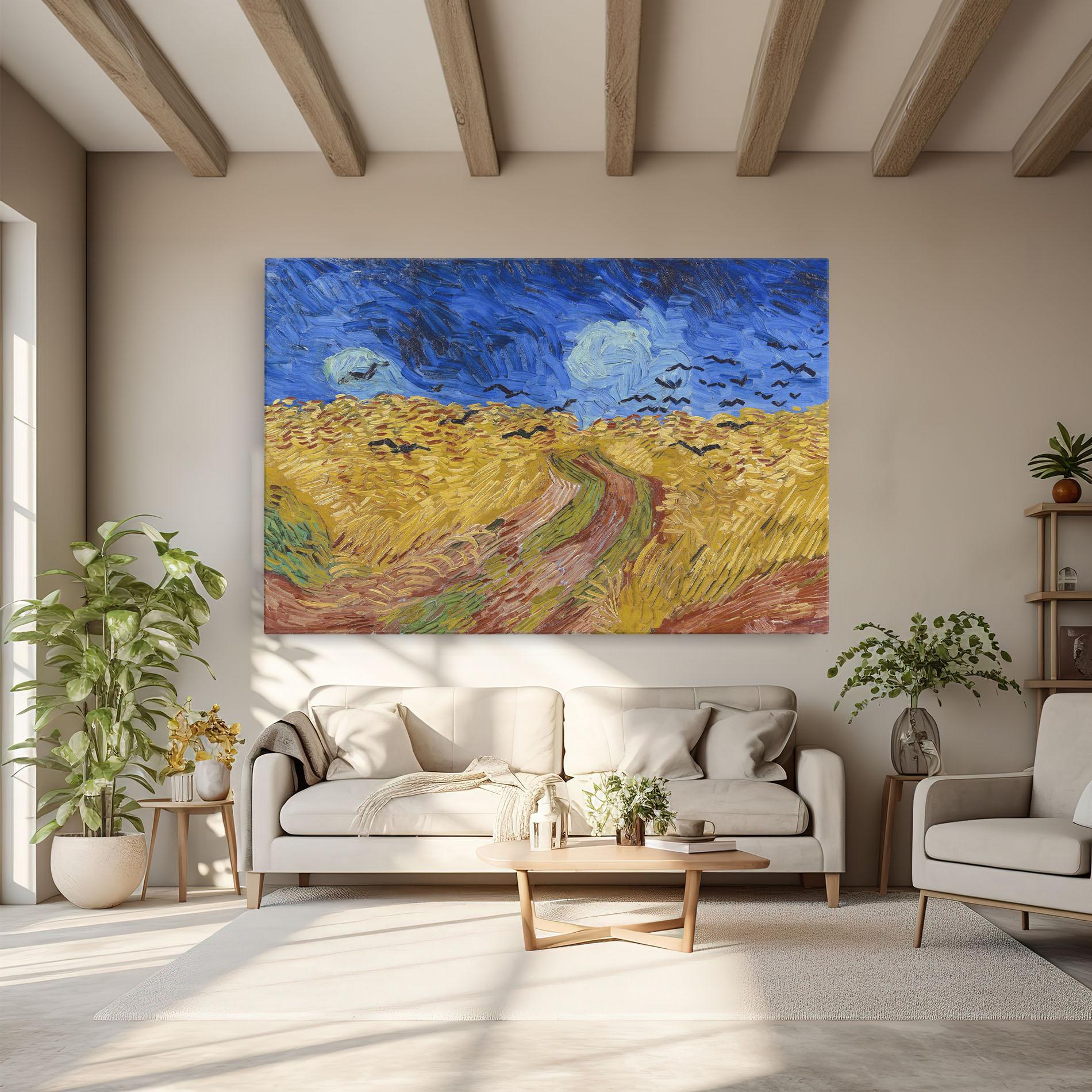 Картина на платно Wheatfield Crows mockup 6