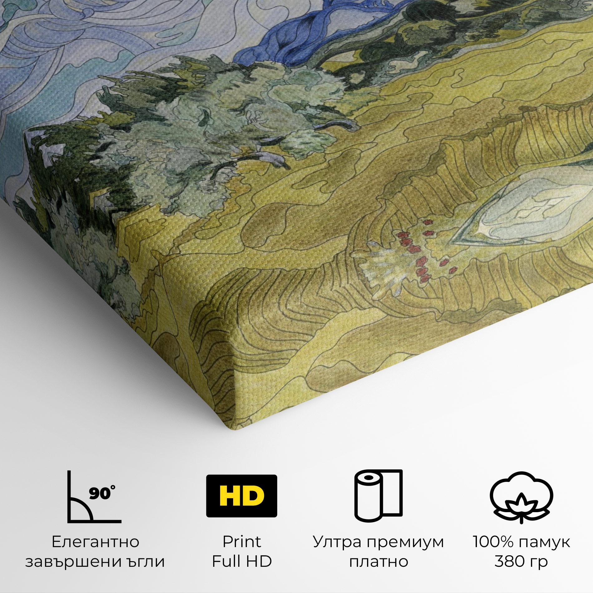 Картина на платно Wheat Field Cypresses mockup 4