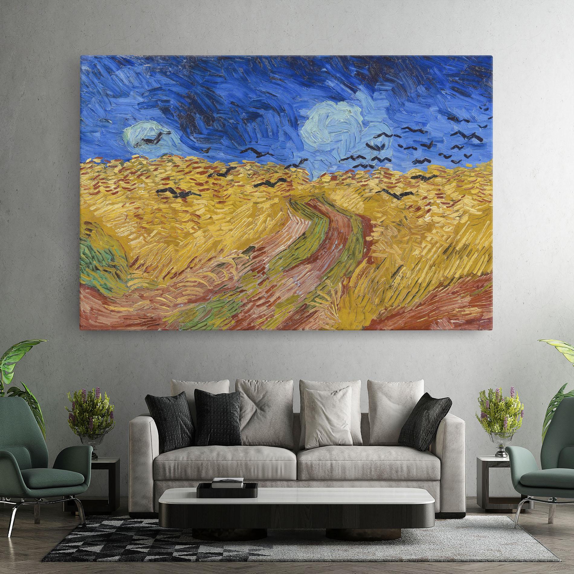 Картина на платно Wheatfield Crows mockup 7