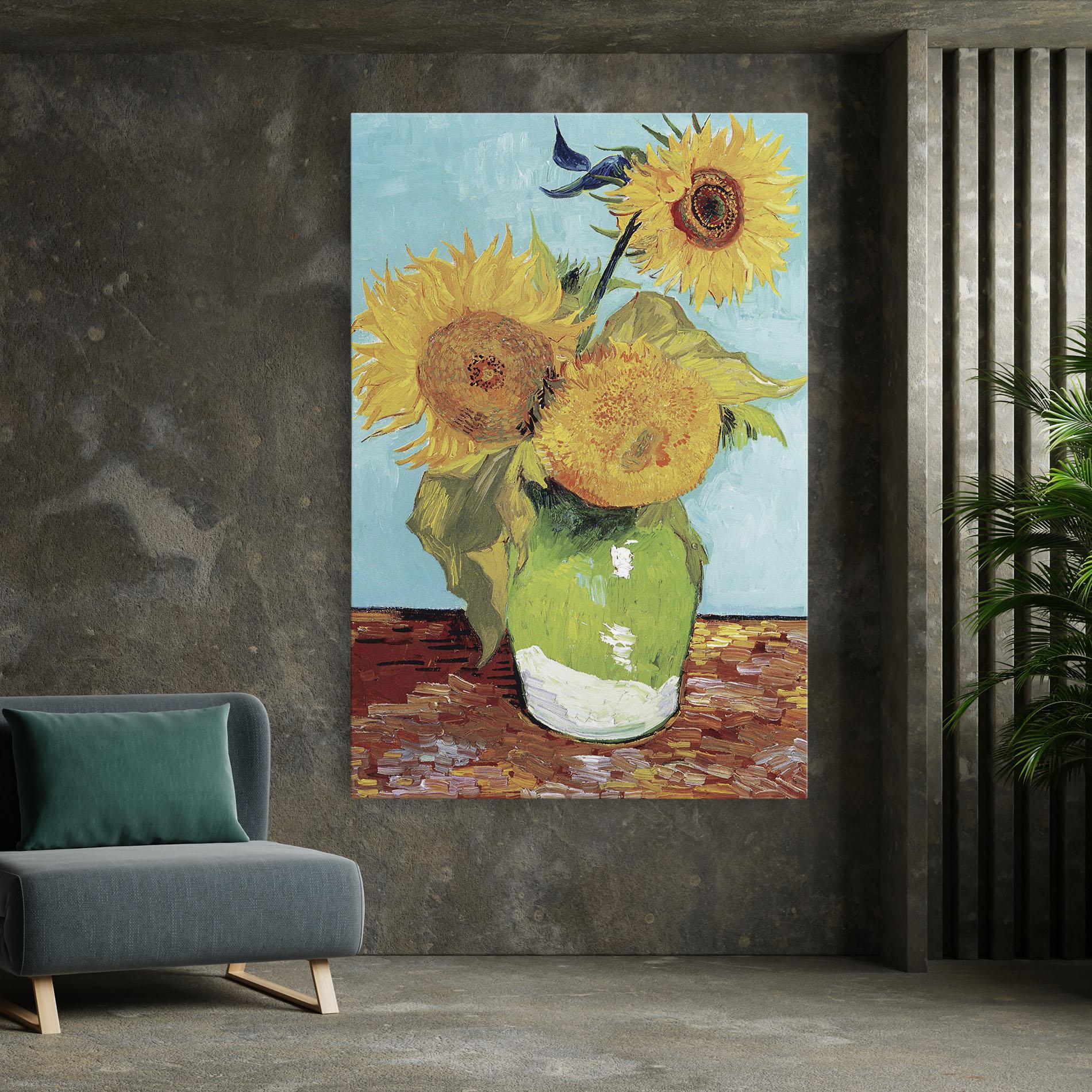 Картина на платно Three Sunflowers mockup 7
