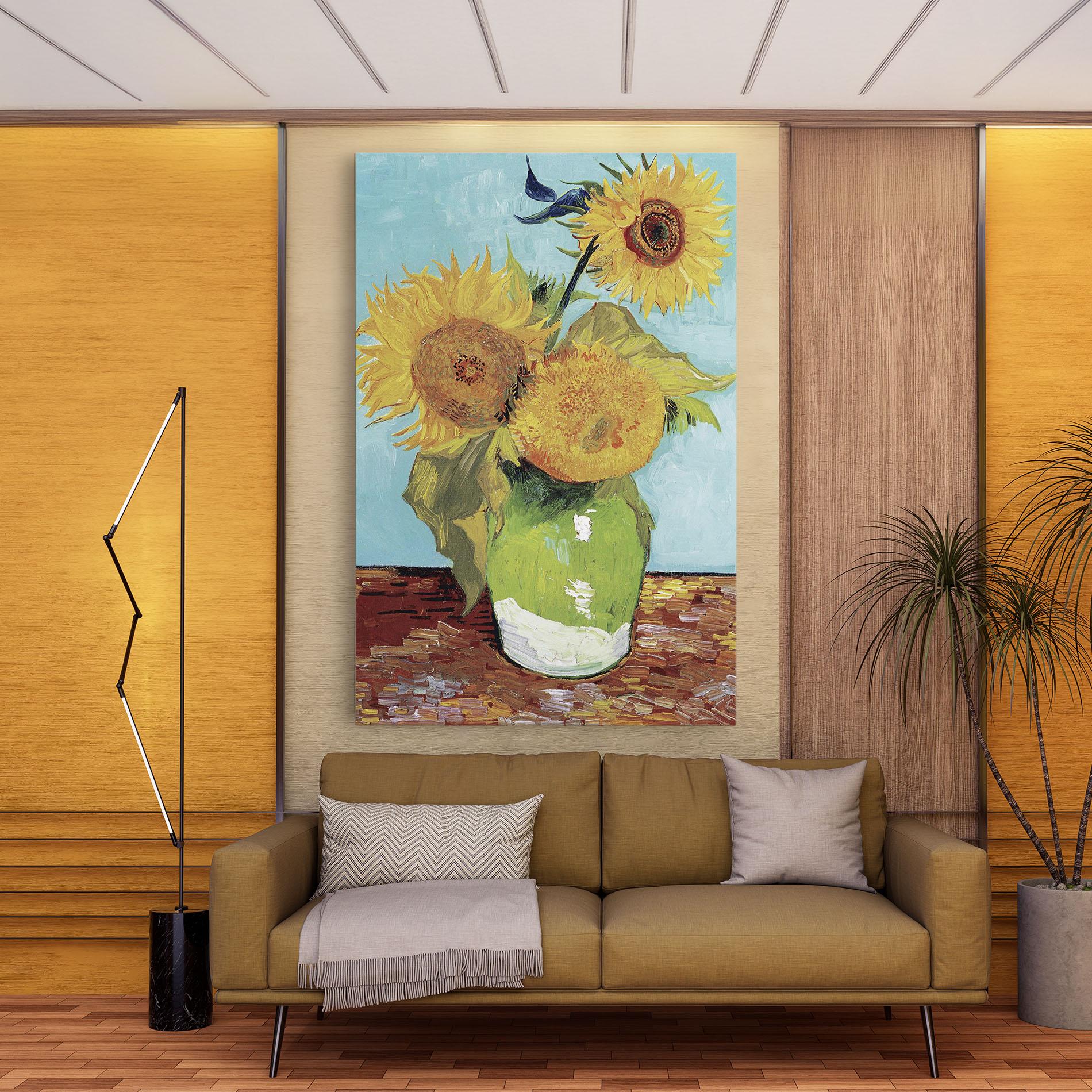 Картина на платно Three Sunflowers mockup 9