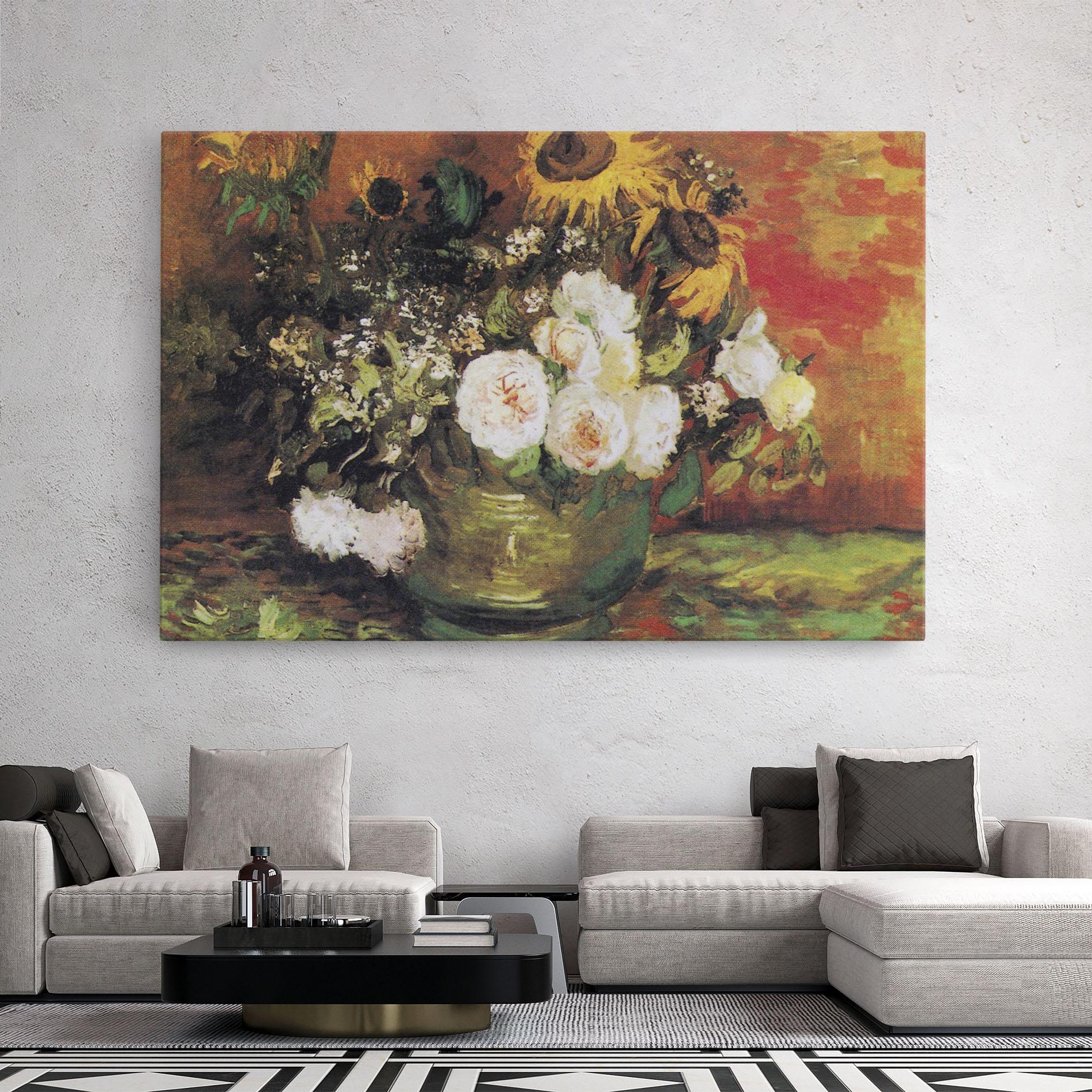 Картина на платно Bowl With Sunflowers mockup 2