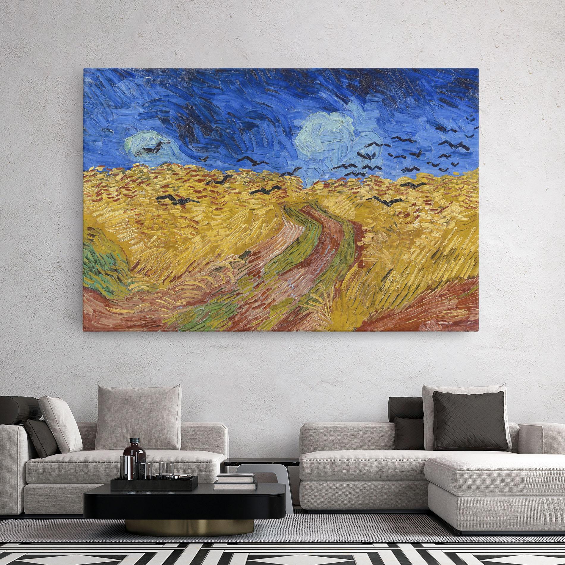 Картина на платно Wheatfield Crows mockup 2