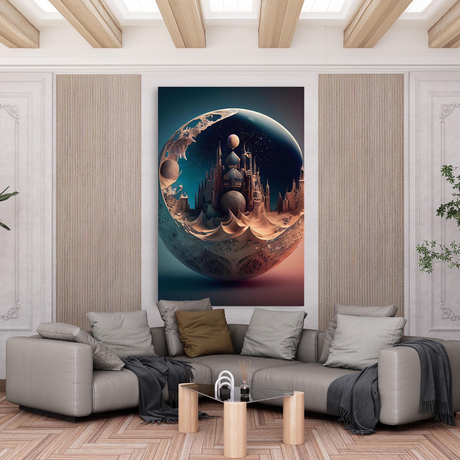 Картина на платно Fantasy Planet Castle mockup 6