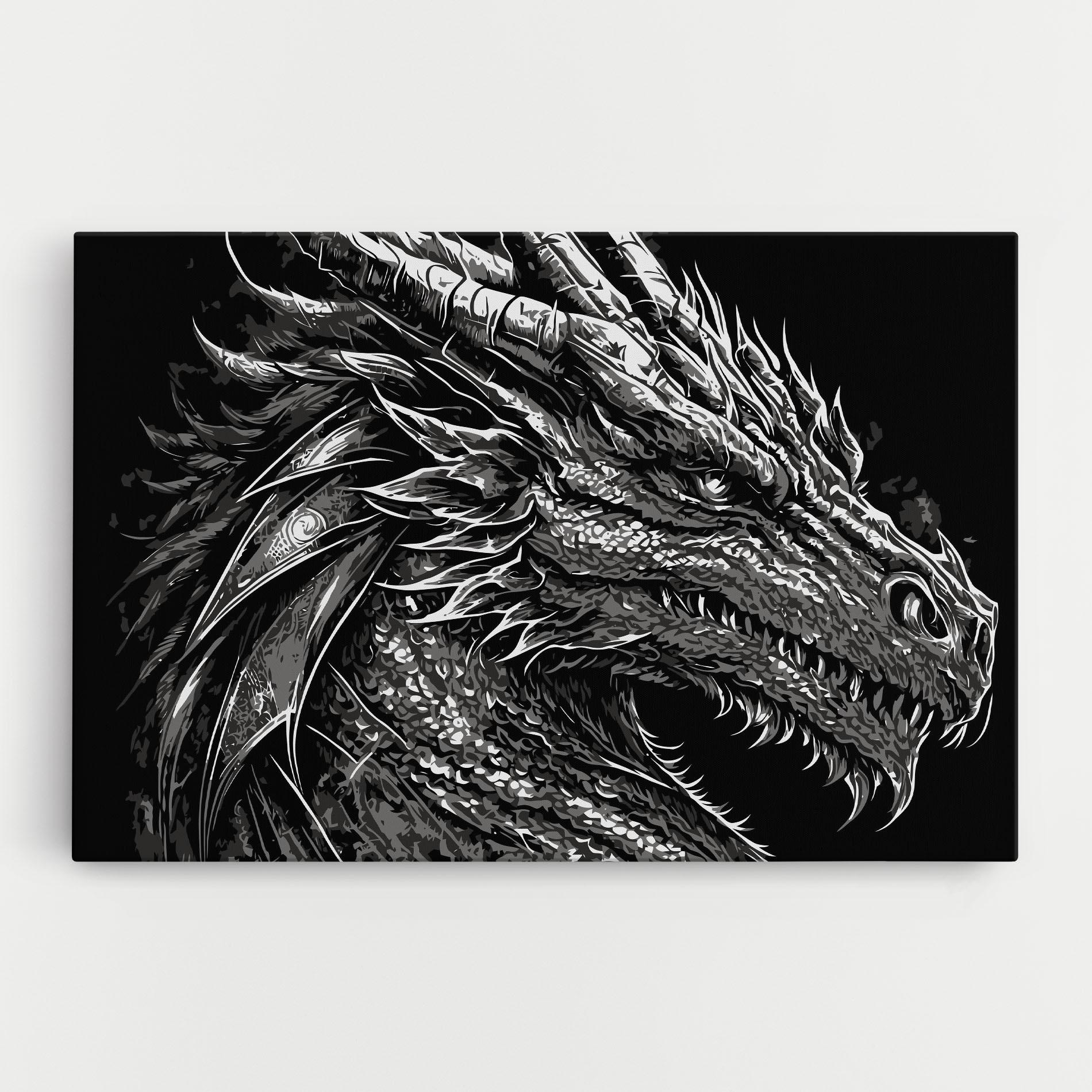 Картина на платно Grey White Dragon mockup 0