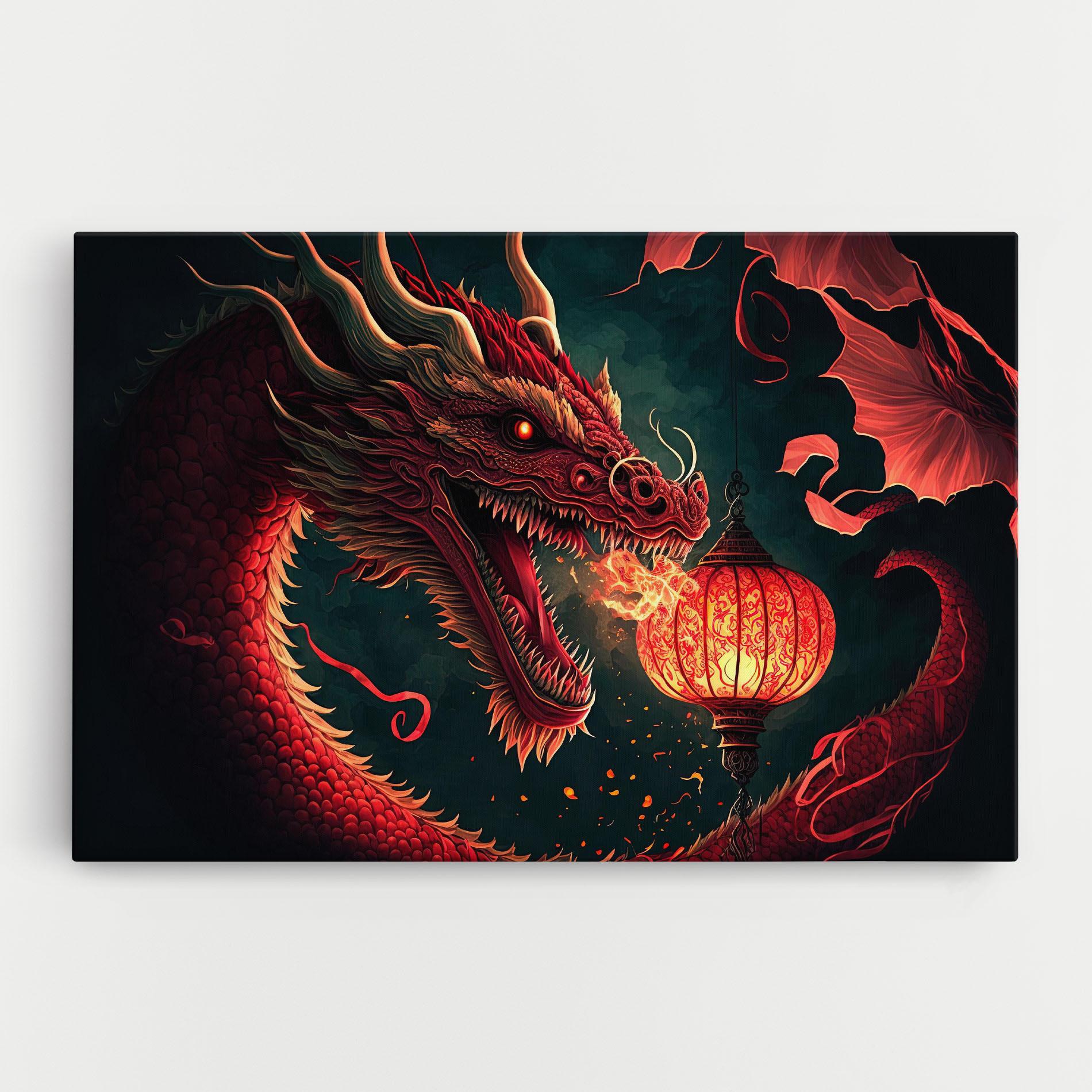 Картина на платно Red Fire Dragon mockup 0