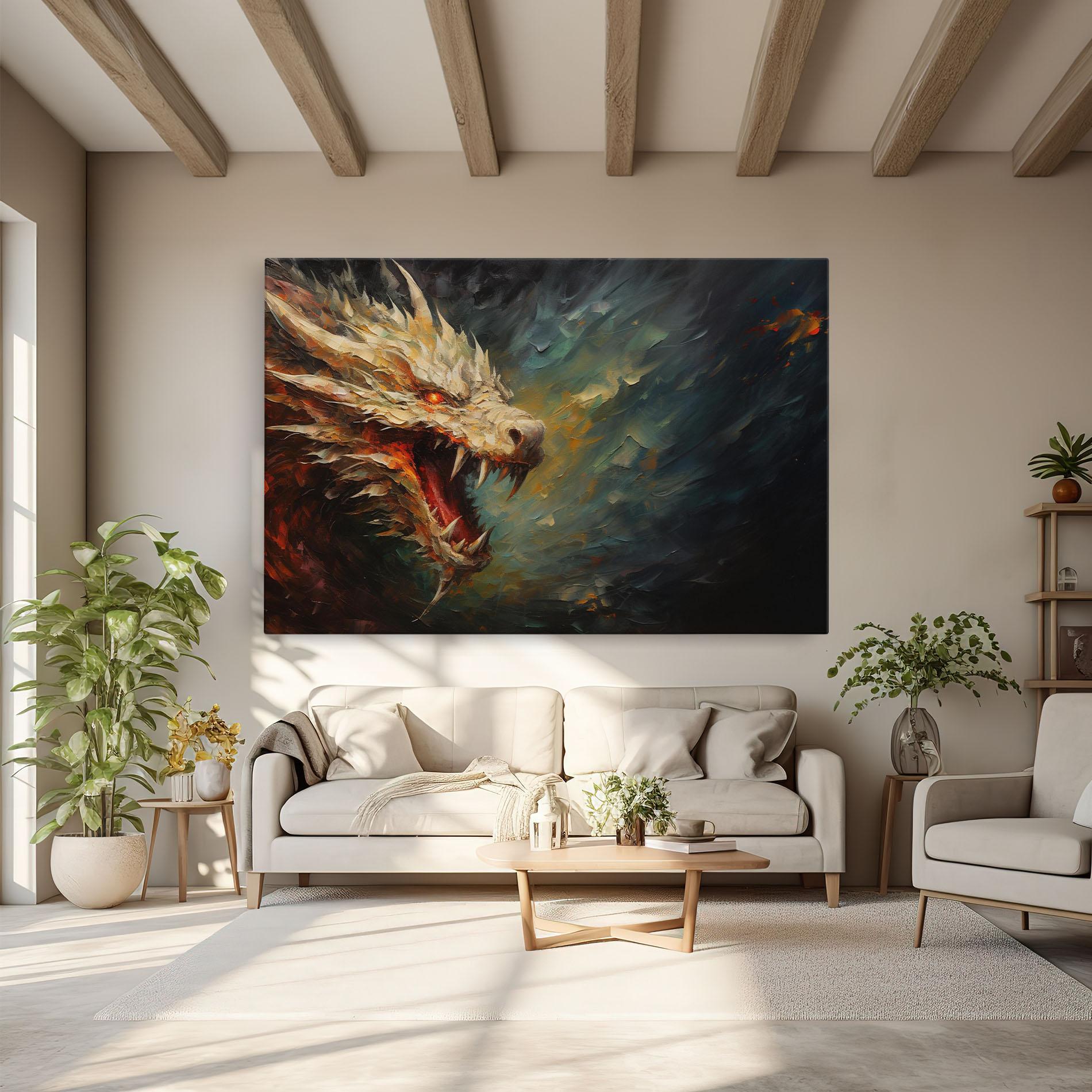 Картина на платно Angry Dragon Painting mockup 6