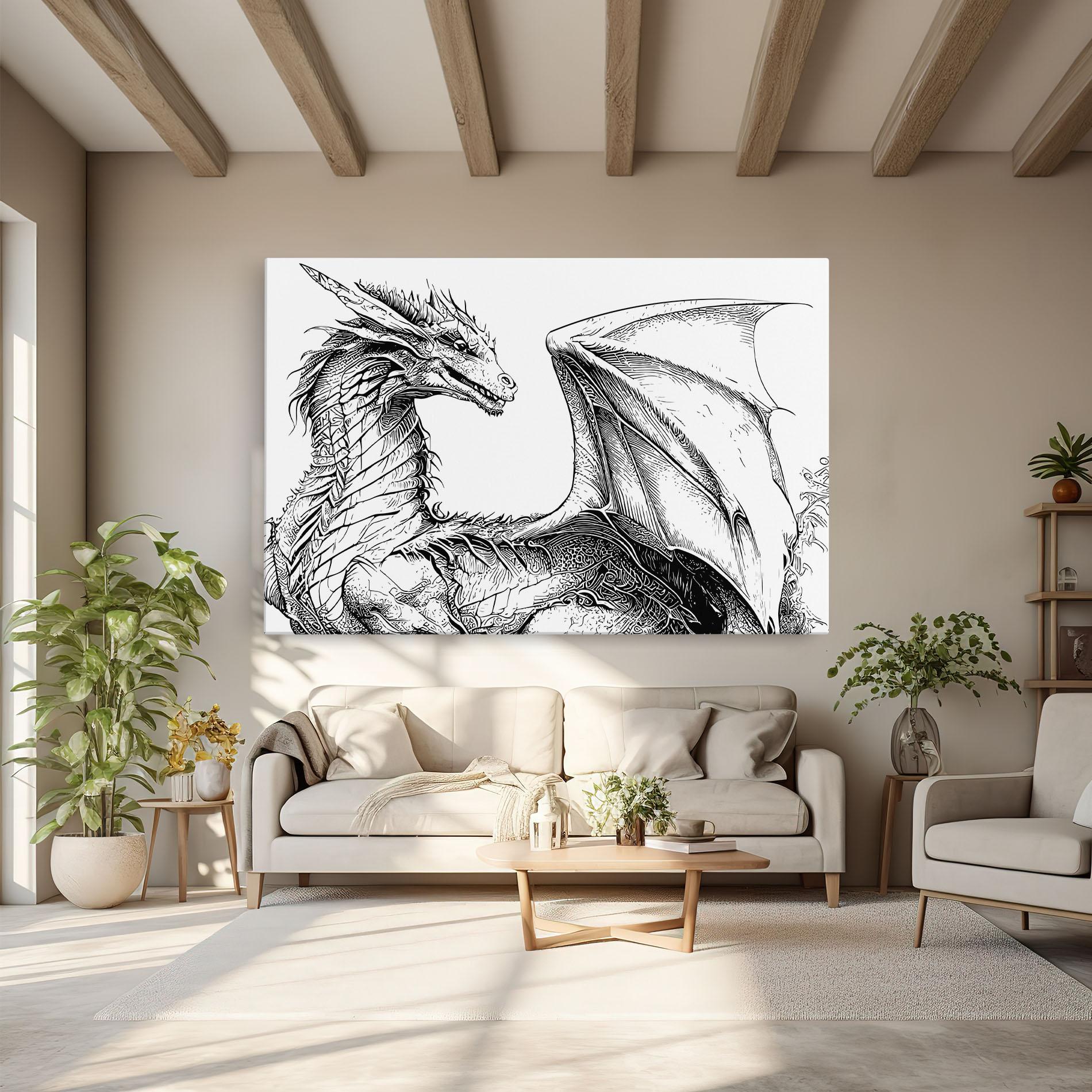 Картина на платно Dragon Sketch mockup 6