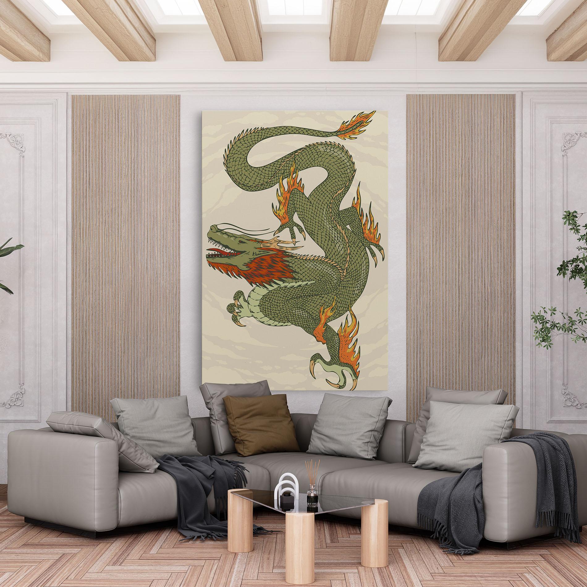 Картина на платно Chinese Dragon Green mockup 6