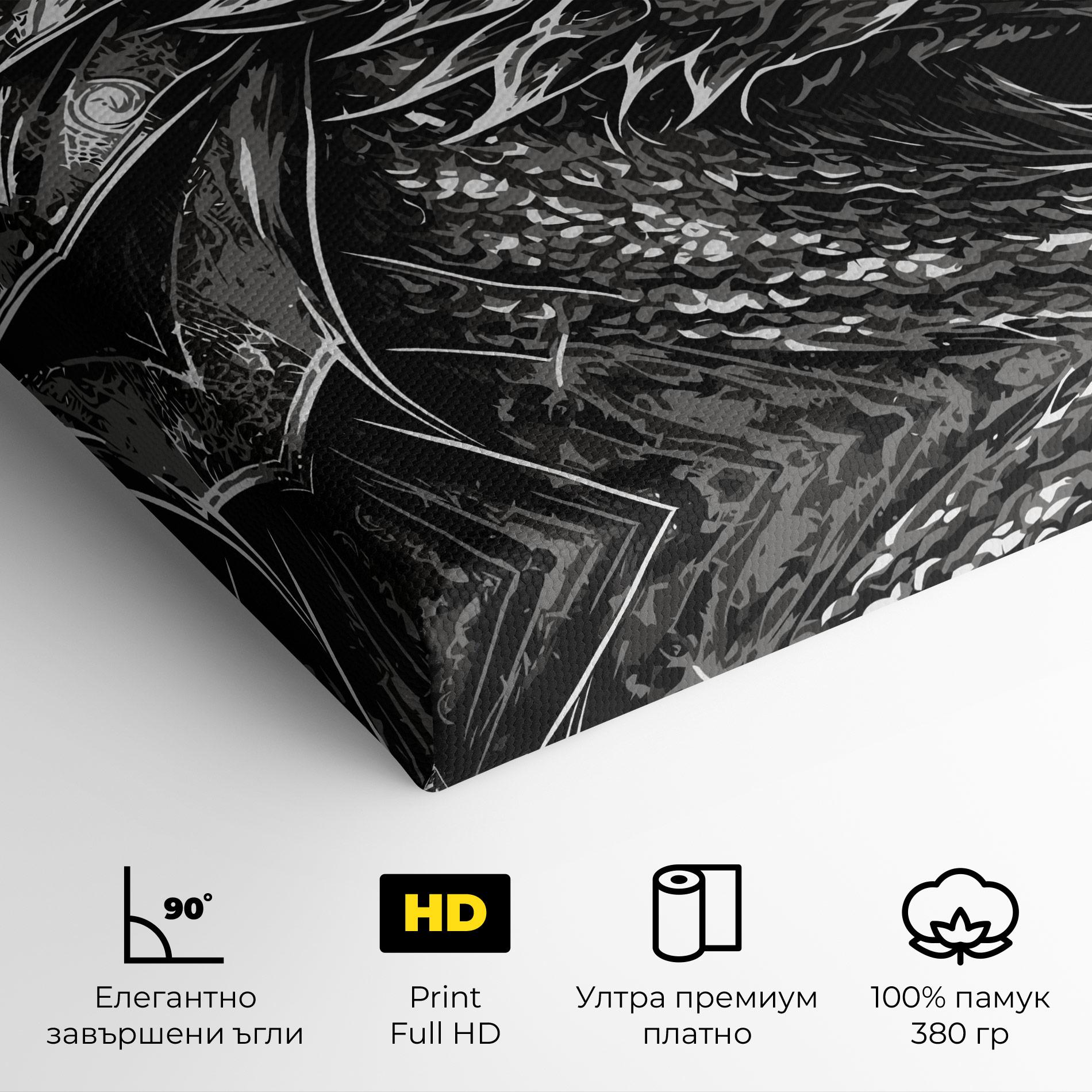 Картина на платно Grey White Dragon mockup 4