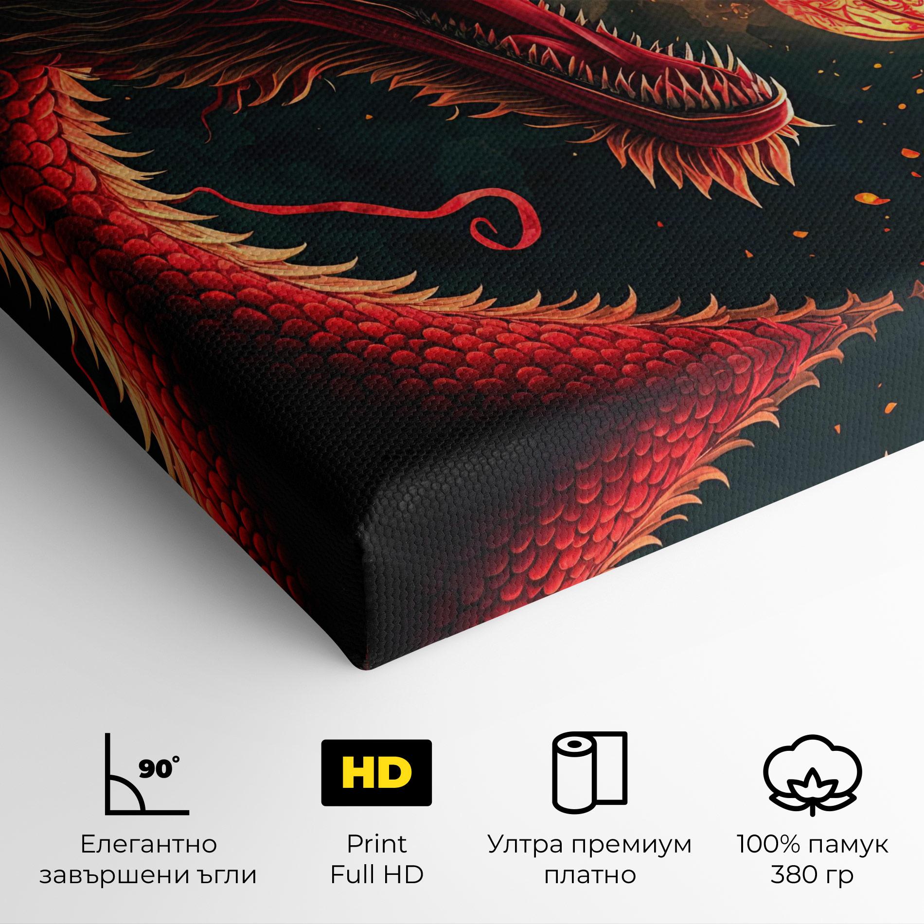 Картина на платно Red Fire Dragon mockup 4