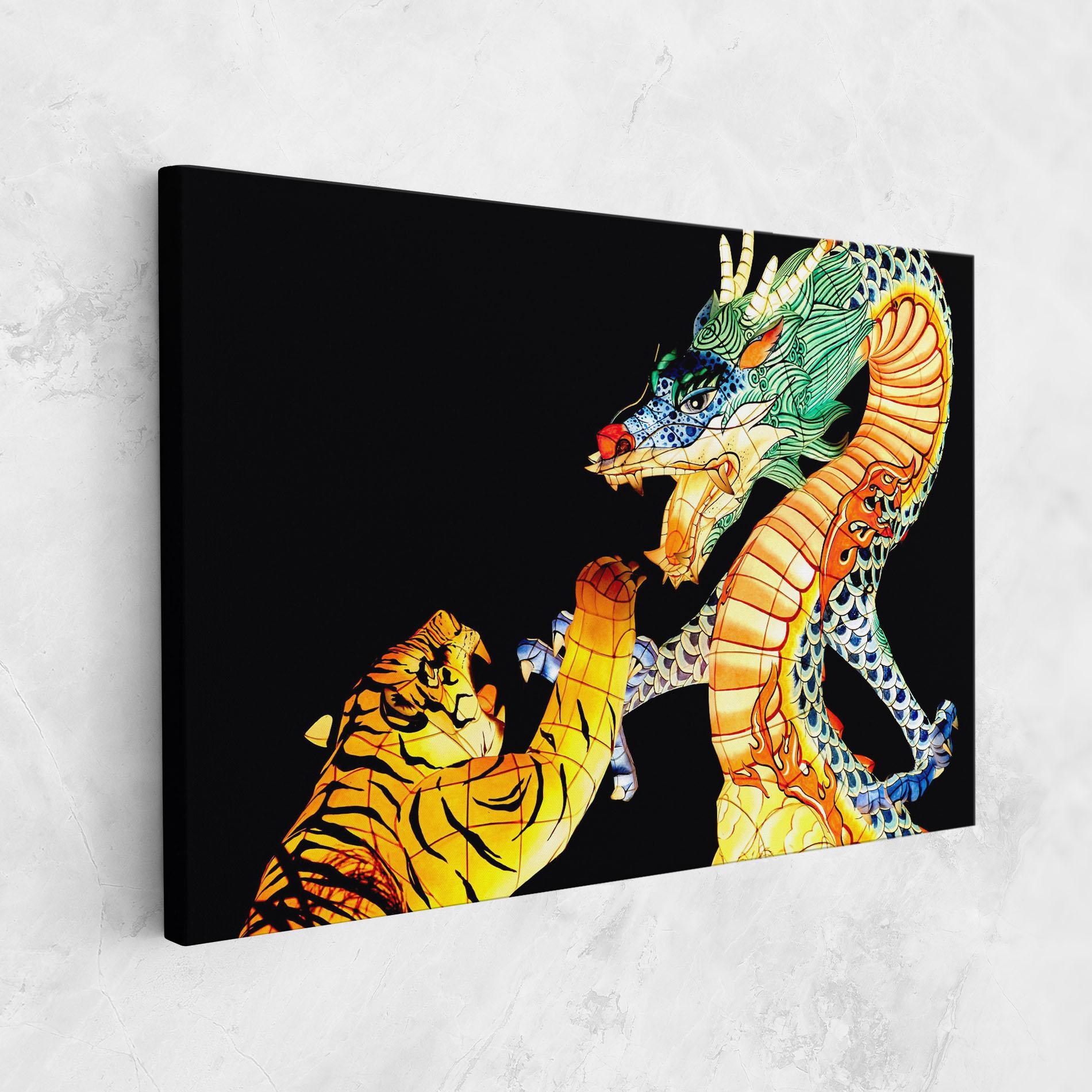 Картина на платно Chinese Dragon And Tiger mockup 1