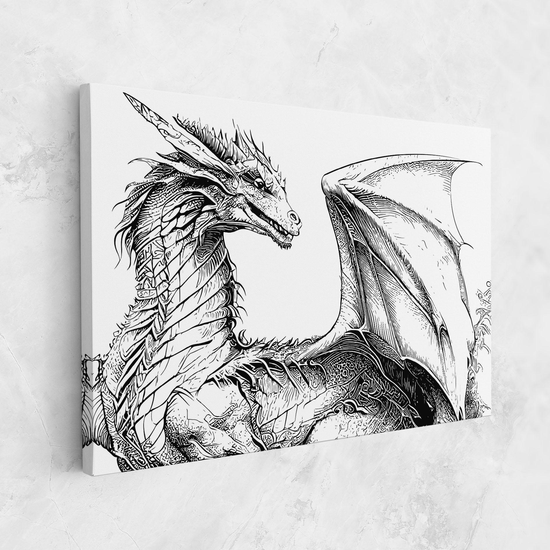 Картина на платно Dragon Sketch mockup 1