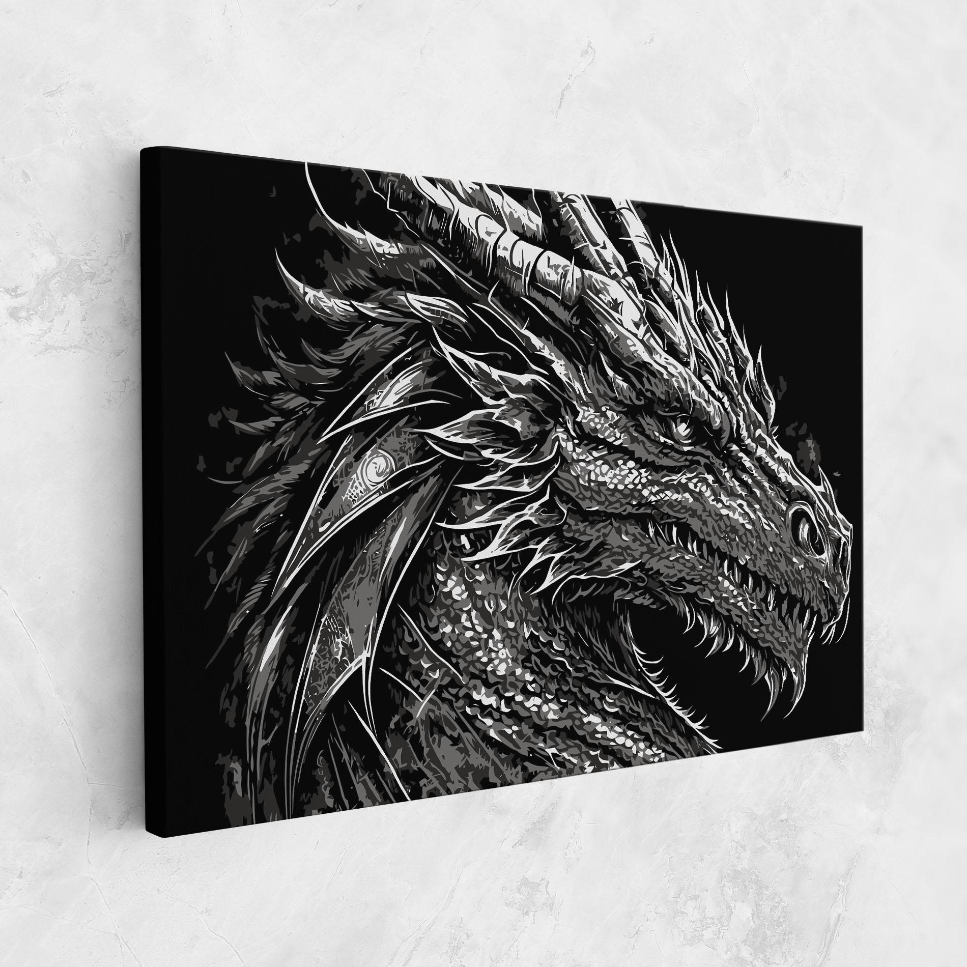 Картина на платно Grey White Dragon mockup 1
