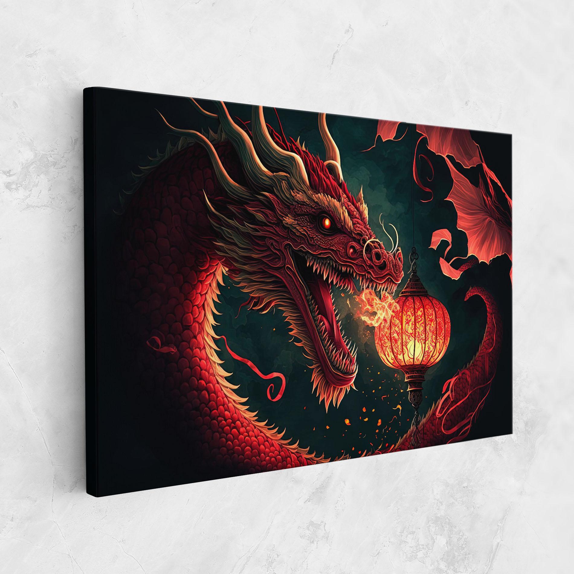 Картина на платно Red Fire Dragon mockup 1