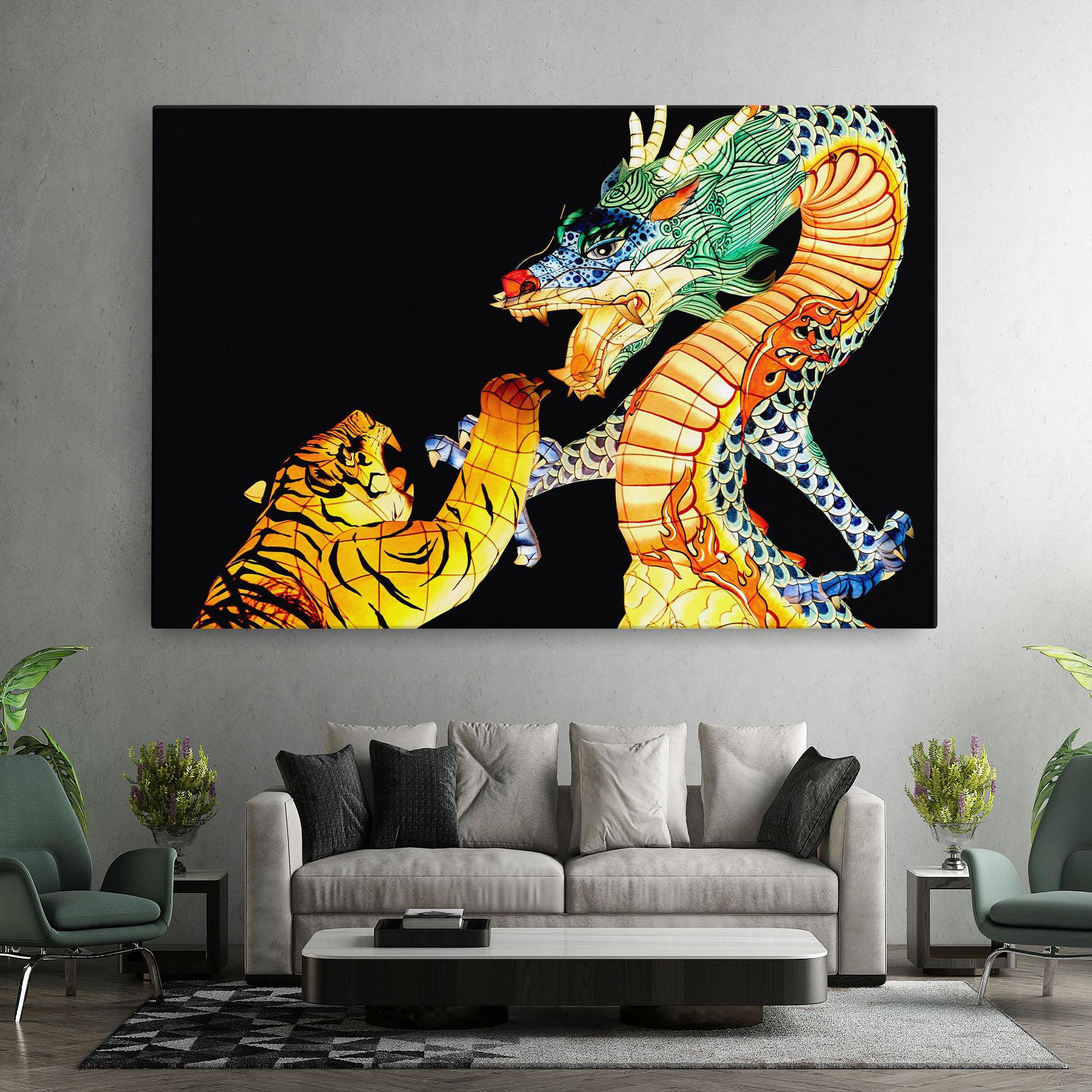 Картина на платно Chinese Dragon And Tiger mockup 7