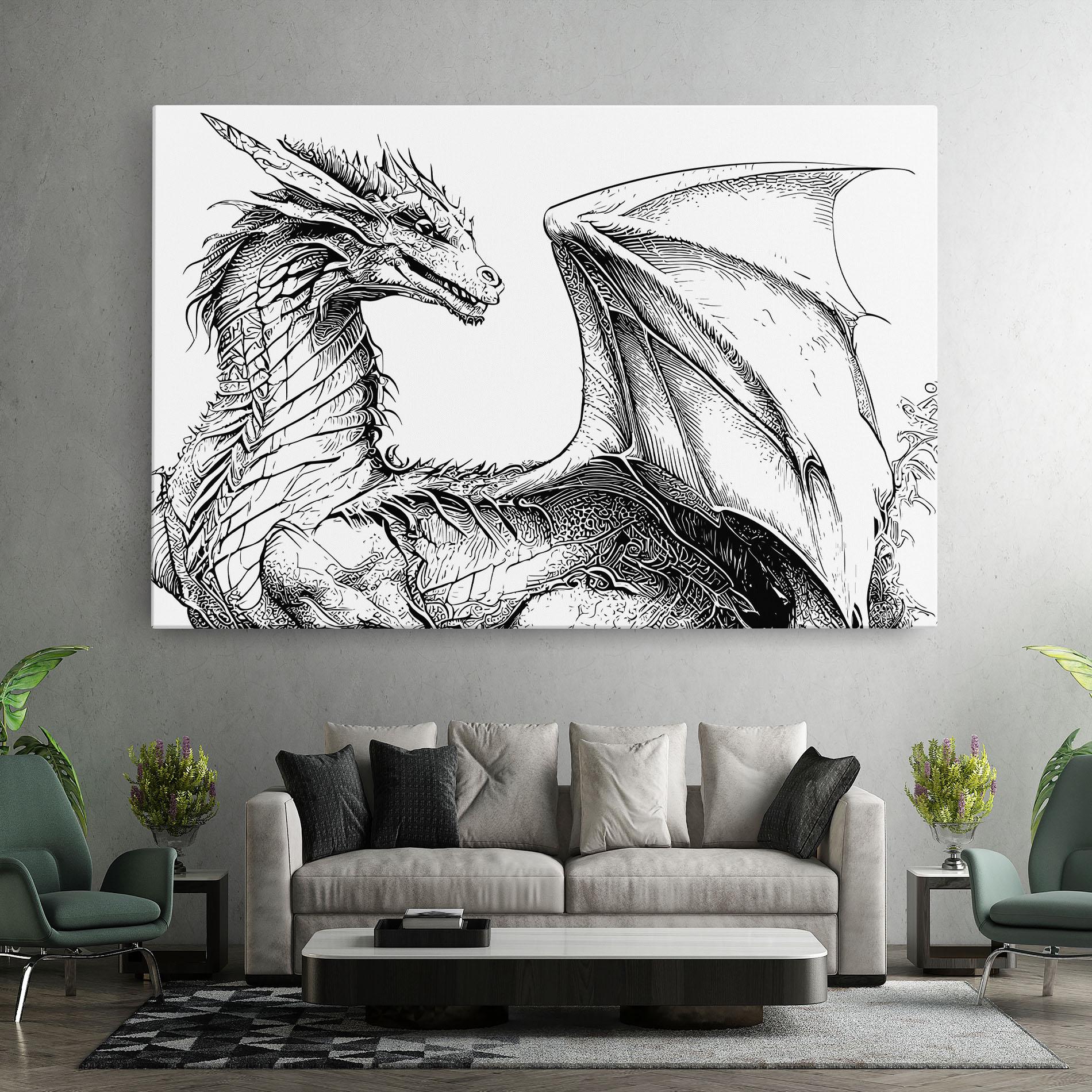 Картина на платно Dragon Sketch mockup 7